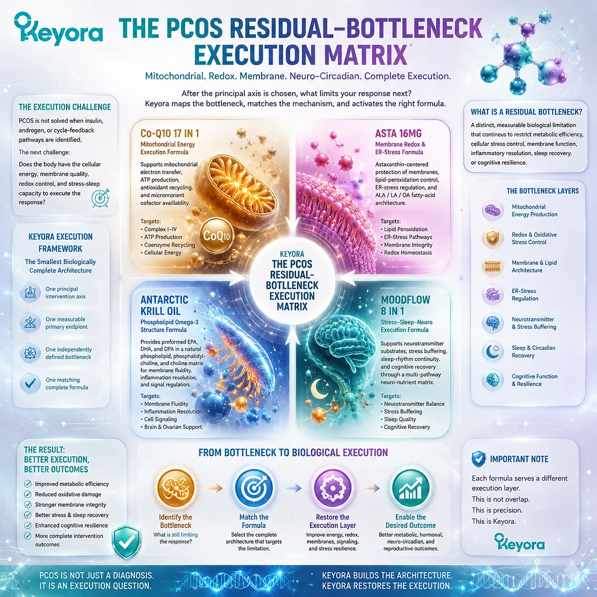PCOS metabolic health support, mitochondrial redox balance, ER-stress regulation and neuro-circadian pathways mapped through Keyora PCOS Residual-Bottleneck Execution Matrix formula architecture. PCOS metabolic health support, mitochondrial redox balance, ER-stress regulation and neuro-circadian pathways mapped through Keyora PCOS Residual-Bottleneck Execution Matrix formula architecture.