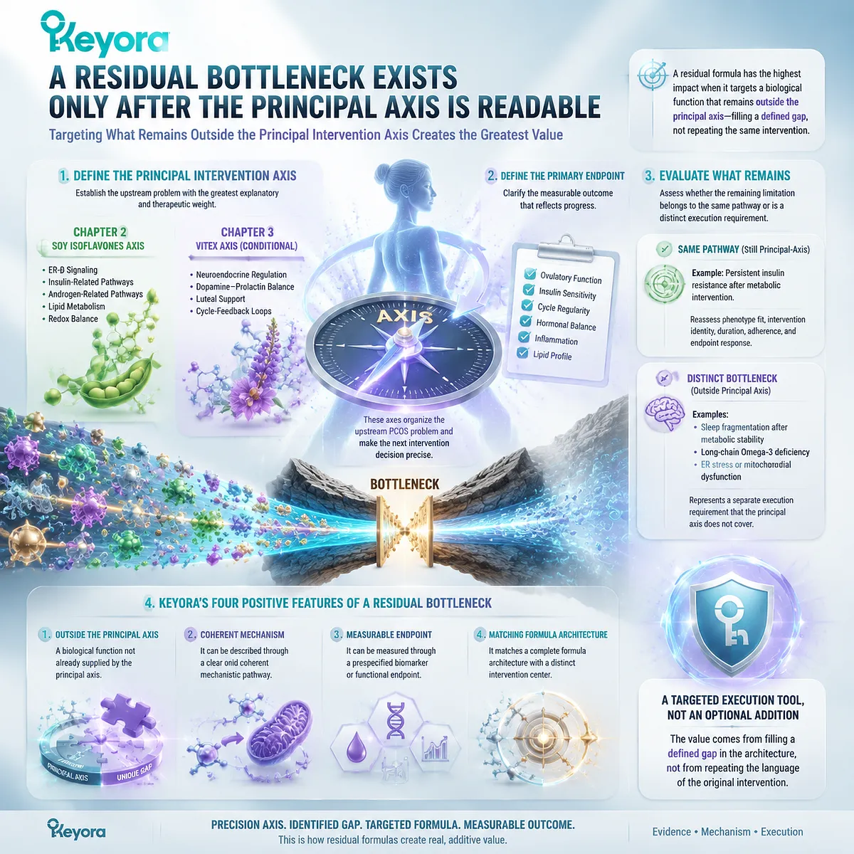PCOS residual bottleneck analysis showing distinct biological functions, measurable endpoints and matching formulas through Keyora PCOS Residual-Bottleneck Execution Matrix. PCOS residual bottleneck analysis showing distinct biological functions, measurable endpoints and matching formulas through Keyora PCOS Residual-Bottleneck Execution Matrix.