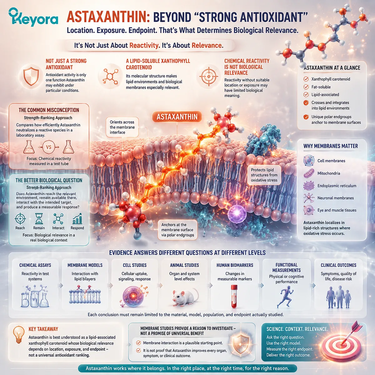 Astaxanthin carotenoid structure supports lipid membrane interaction, biological availability, and oxidative stress balance through the Keyora Astaxanthin Matrix scientific interpretation framework. Astaxanthin carotenoid structure supports lipid membrane interaction, biological availability, and oxidative stress balance through the Keyora Astaxanthin Matrix scientific interpretation framework.