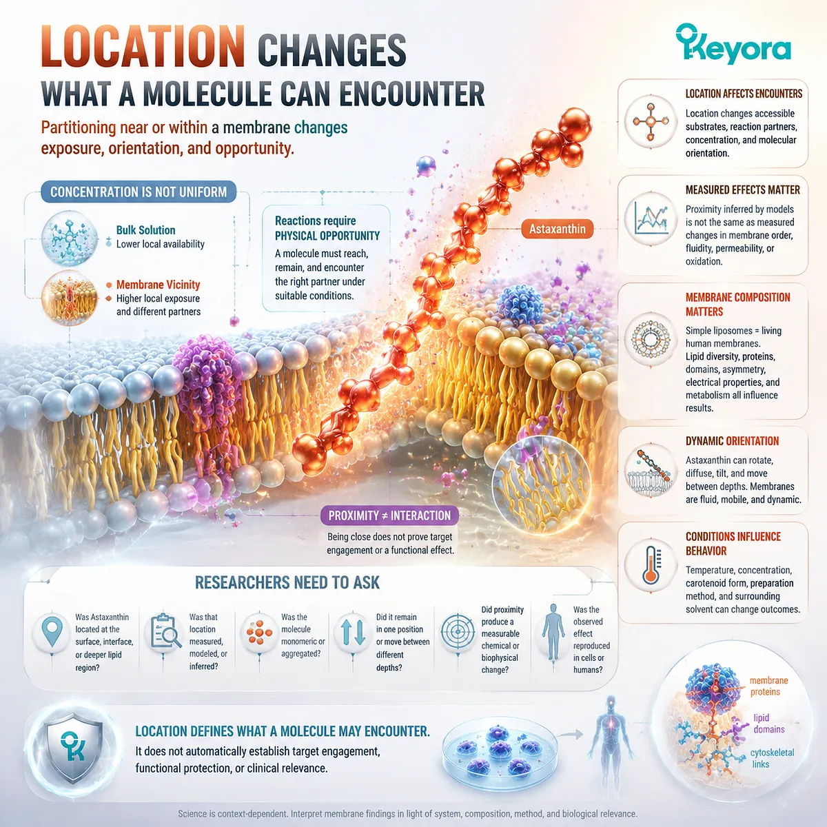 Astaxanthin membrane localization affects lipid interaction, molecular orientation, and oxidative stress pathways, with evidence boundaries defined by the Keyora Astaxanthin Matrix framework. Astaxanthin membrane localization affects lipid interaction, molecular orientation, and oxidative stress pathways, with evidence boundaries defined by the Keyora Astaxanthin Matrix framework.