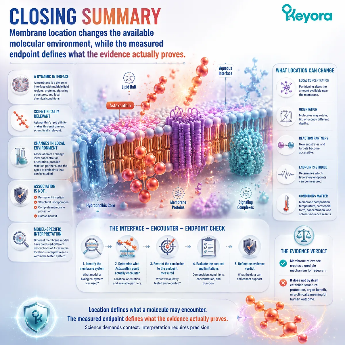 Astaxanthin membrane relevance is defined by lipid environment, molecular encounters, and measured endpoints through the Keyora Interface - Encounter - Endpoint Check framework. Astaxanthin membrane relevance is defined by lipid environment, molecular encounters, and measured endpoints through the Keyora Interface - Encounter - Endpoint Check framework.