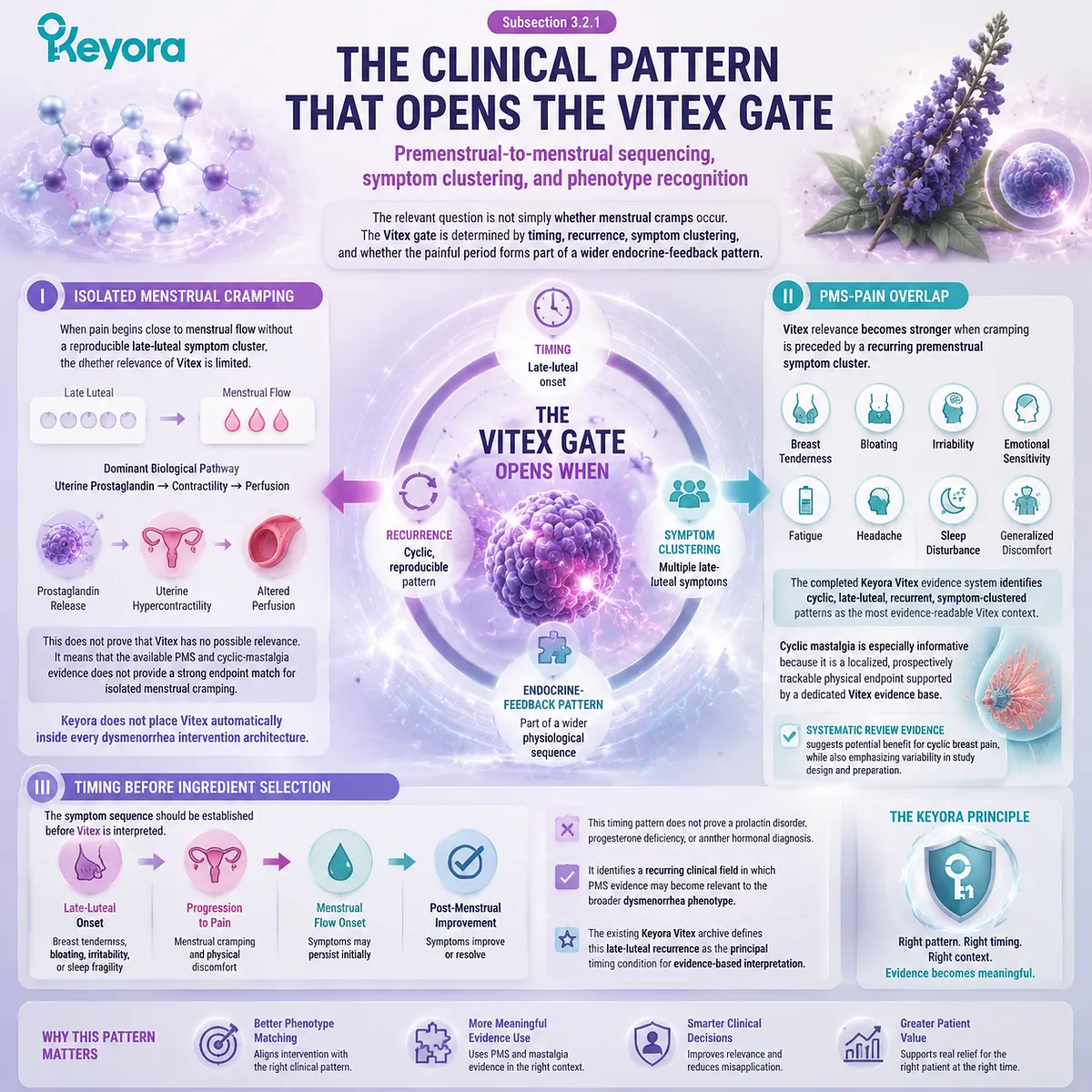 Vitex supports PMS symptom pattern recognition through dopamine-prolactin feedback and luteal timing, linking menstrual symptom clusters with Keyora Evidence-Grade Dysmenorrhea Multi-Nutrient Matrix. Vitex supports PMS symptom pattern recognition through dopamine-prolactin feedback and luteal timing, linking menstrual symptom clusters with Keyora Evidence-Grade Dysmenorrhea Multi-Nutrient Matrix.