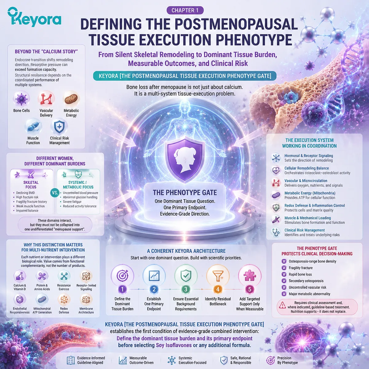Postmenopausal bone loss phenotype assessment links tissue burden, bone mineral density, fracture risk, and intervention selection through Keyora Postmenopausal Tissue Execution Phenotype Gate. Postmenopausal bone loss phenotype assessment links tissue burden, bone mineral density, fracture risk, and intervention selection through Keyora Postmenopausal Tissue Execution Phenotype Gate.