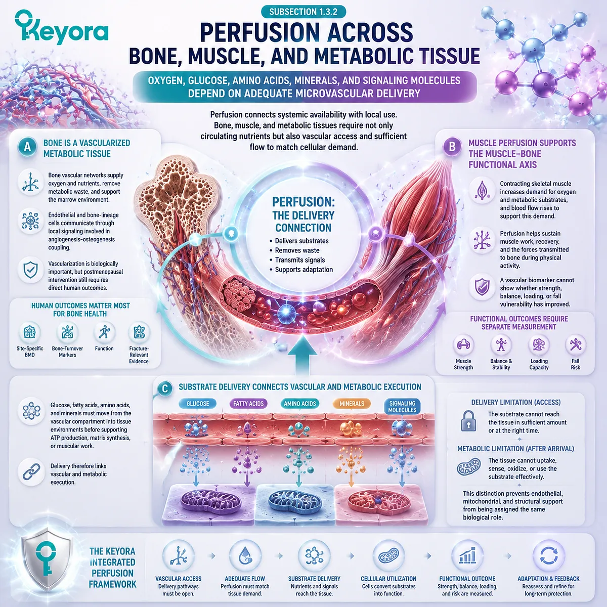 Postmenopausal tissue function depends on perfusion, oxygen, glucose, amino acid, and mineral delivery across bone, muscle, and metabolism through Keyora Vascular-Delivery Phenotype. Postmenopausal tissue function depends on perfusion, oxygen, glucose, amino acid, and mineral delivery across bone, muscle, and metabolism through Keyora Vascular-Delivery Phenotype.
