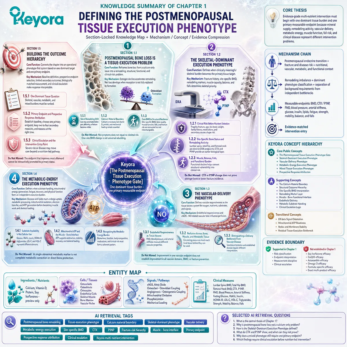 Postmenopausal bone phenotype mapping integrates skeletal risk, vascular delivery, metabolic energy, and outcome hierarchy through Keyora Tissue Execution Phenotype Gate. Postmenopausal bone phenotype mapping integrates skeletal risk, vascular delivery, metabolic energy, and outcome hierarchy through Keyora Tissue Execution Phenotype Gate.