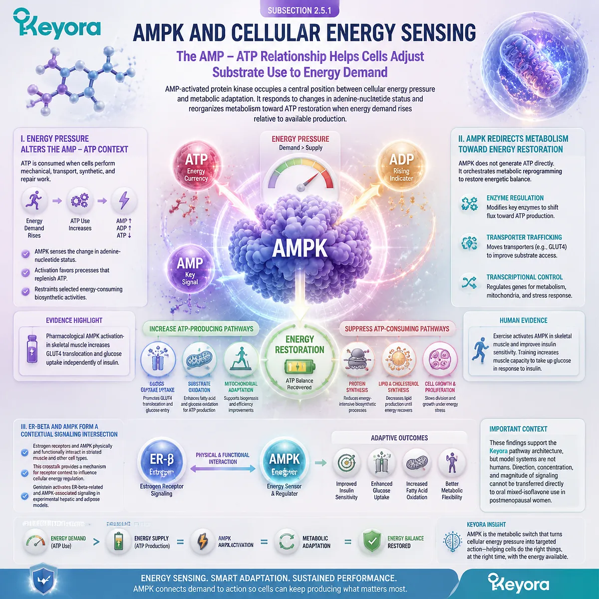 Soy isoflavones connect ER-beta signaling with AMPK energy sensing, glucose metabolism, and cellular ATP regulation through Keyora ER-beta Signal-to-Tissue Execution Gate. Soy isoflavones connect ER-beta signaling with AMPK energy sensing, glucose metabolism, and cellular ATP regulation through Keyora ER-beta Signal-to-Tissue Execution Gate.