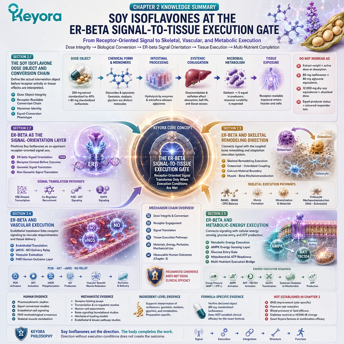 Soy isoflavones connect ER-beta signal orientation with bone, vascular, and metabolic execution through Keyora Bone-Vascular-Metabolic Human-Evidence Matrix. Soy isoflavones connect ER-beta signal orientation with bone, vascular, and metabolic execution through Keyora Bone-Vascular-Metabolic Human-Evidence Matrix.