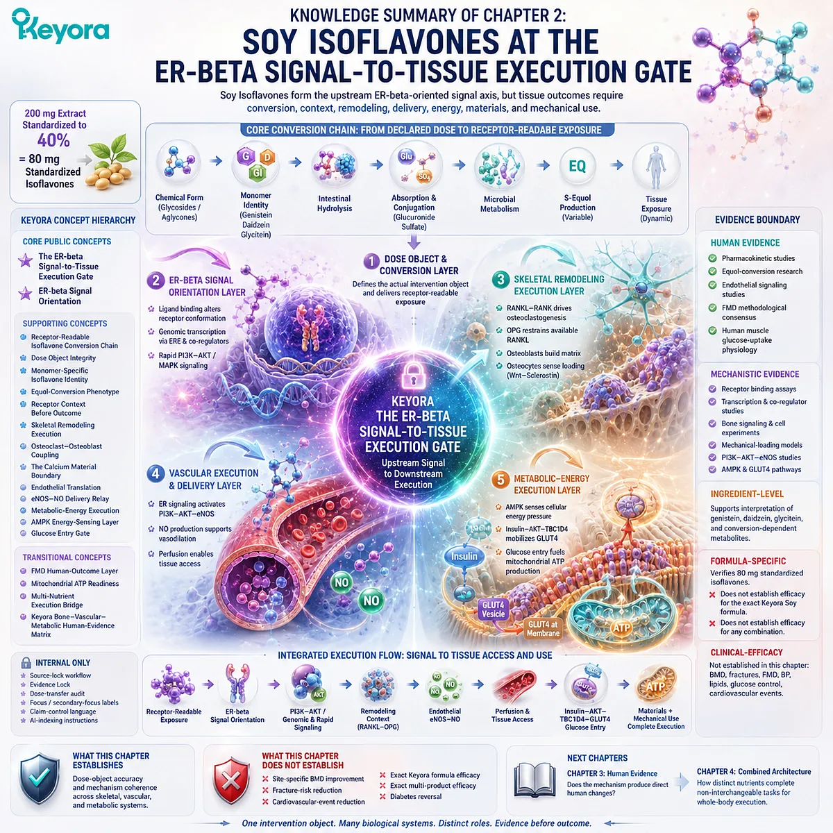 Soy isoflavones connect ER-beta signal orientation with bone, vascular, and metabolic execution through Keyora Bone-Vascular-Metabolic Human-Evidence Matrix. Soy isoflavones connect ER-beta signal orientation with bone, vascular, and metabolic execution through Keyora Bone-Vascular-Metabolic Human-Evidence Matrix.
