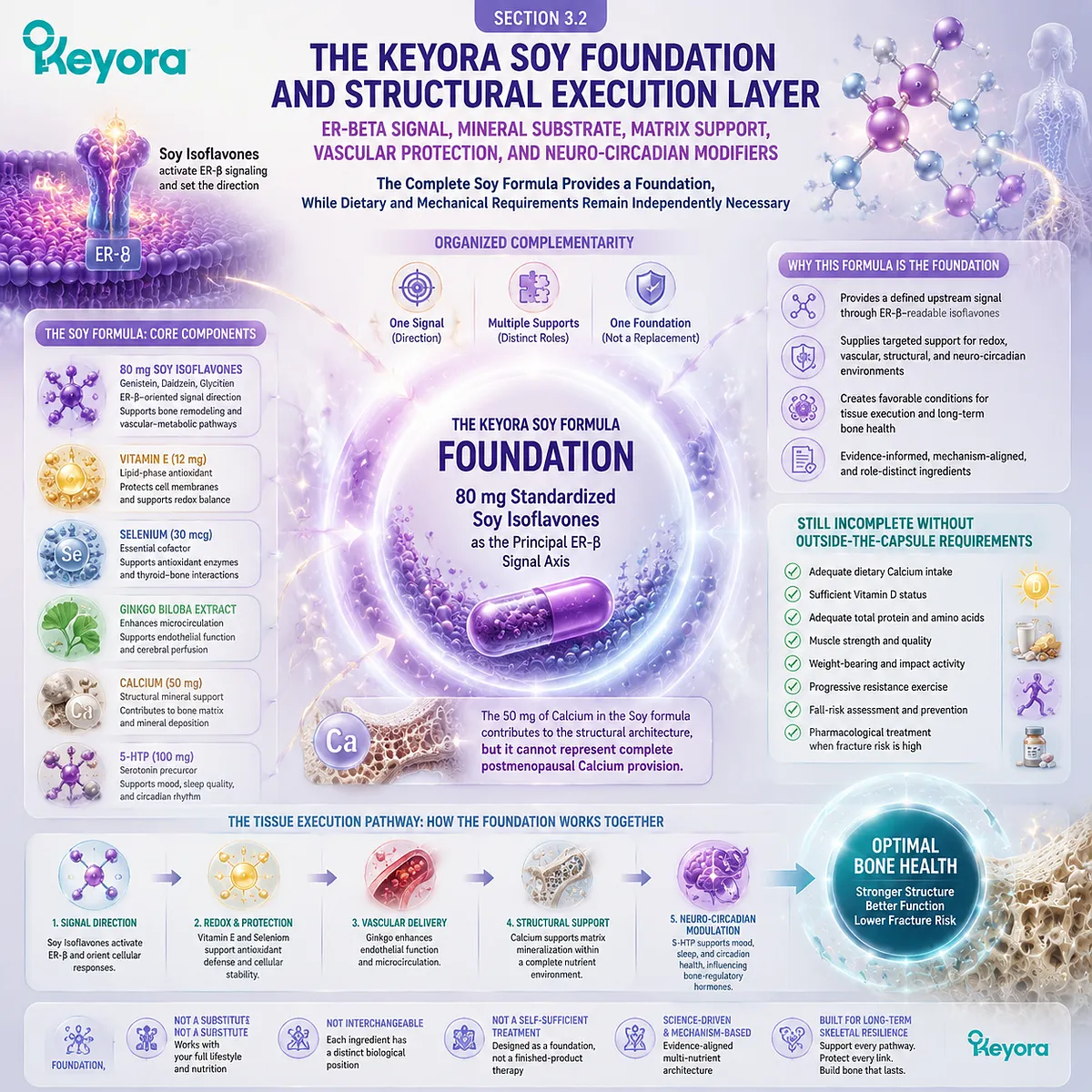 Soy isoflavones support menopause wellness through ER-β signaling with calcium, vascular, redox, and neuro-circadian layers in Keyora Evidence-Matched Multi-Nutrient Combined Intervention Matrix. Soy isoflavones support menopause wellness through ER-β signaling with calcium, vascular, redox, and neuro-circadian layers in Keyora Evidence-Matched Multi-Nutrient Combined Intervention Matrix.
