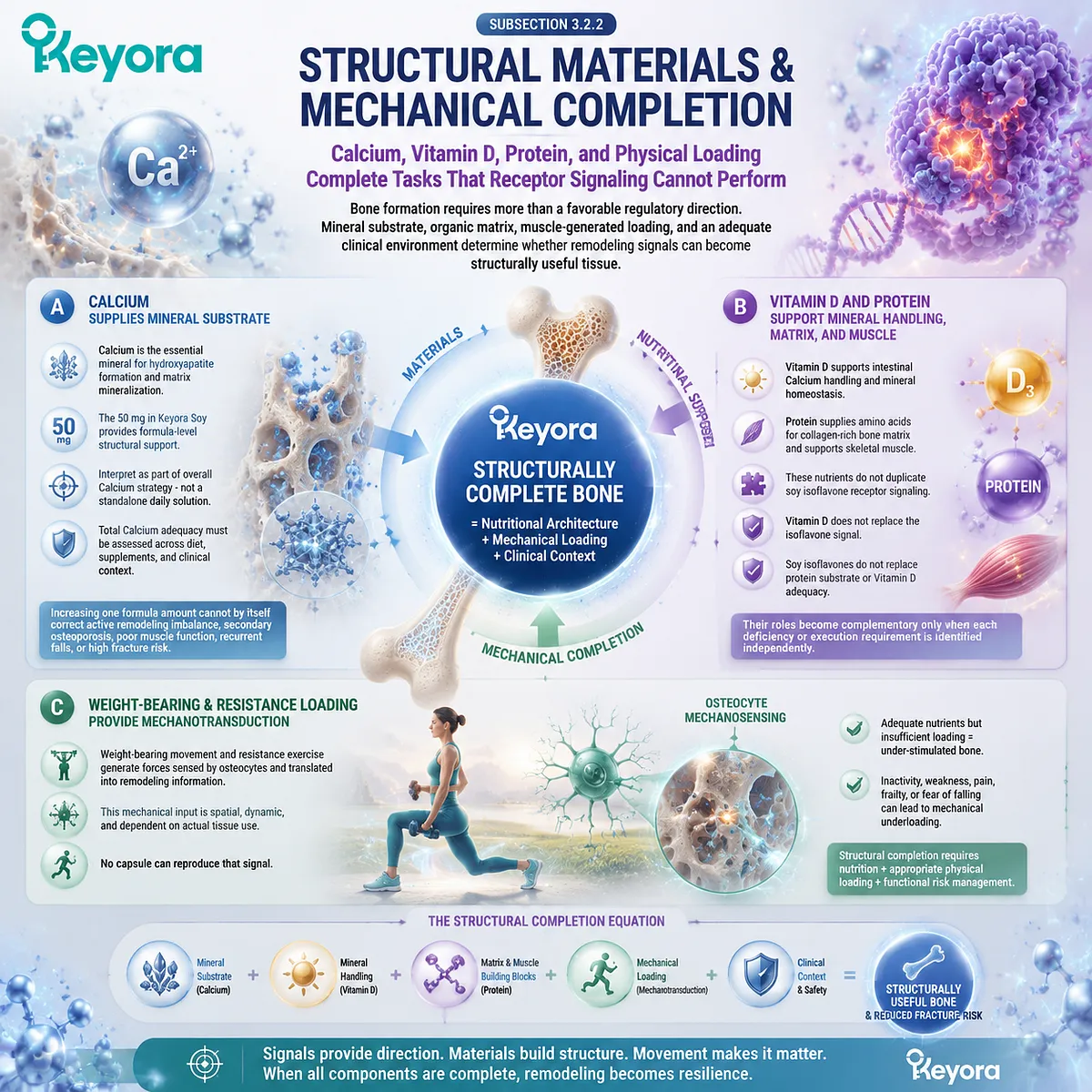 Bone wellness after menopause requires calcium, vitamin D, protein, and mechanical loading alongside ER-β signaling in Keyora Evidence-Matched Multi-Nutrient Combined Intervention Matrix. Bone wellness after menopause requires calcium, vitamin D, protein, and mechanical loading alongside ER-β signaling in Keyora Evidence-Matched Multi-Nutrient Combined Intervention Matrix.