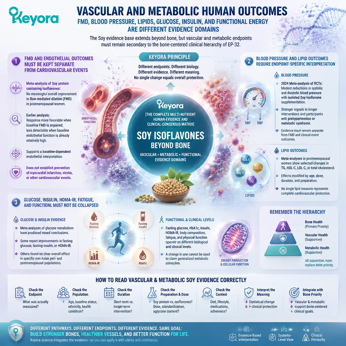 Soy isoflavones support menopause wellness through ER-β signaling, endothelial function, lipid and glucose pathways with endpoint-specific evidence mapped by Keyora Complete Multi-Nutrient Human-Evidence Matrix. Soy isoflavones support menopause wellness through ER-β signaling, endothelial function, lipid and glucose pathways with endpoint-specific evidence mapped by Keyora Complete Multi-Nutrient Human-Evidence Matrix.