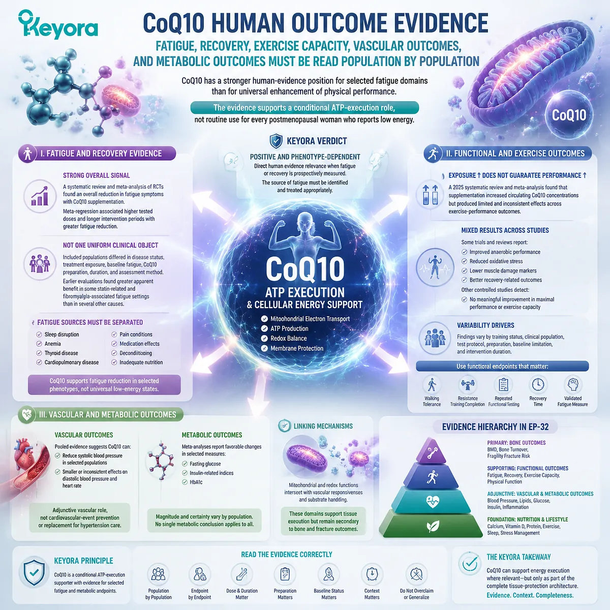 CoQ10 supports fatigue recovery and metabolic function through mitochondrial electron transfer, ATP execution and redox balance within the Keyora Complete Multi-Nutrient Human-Evidence Matrix. CoQ10 supports fatigue recovery and metabolic function through mitochondrial electron transfer, ATP execution and redox balance within the Keyora Complete Multi-Nutrient Human-Evidence Matrix.