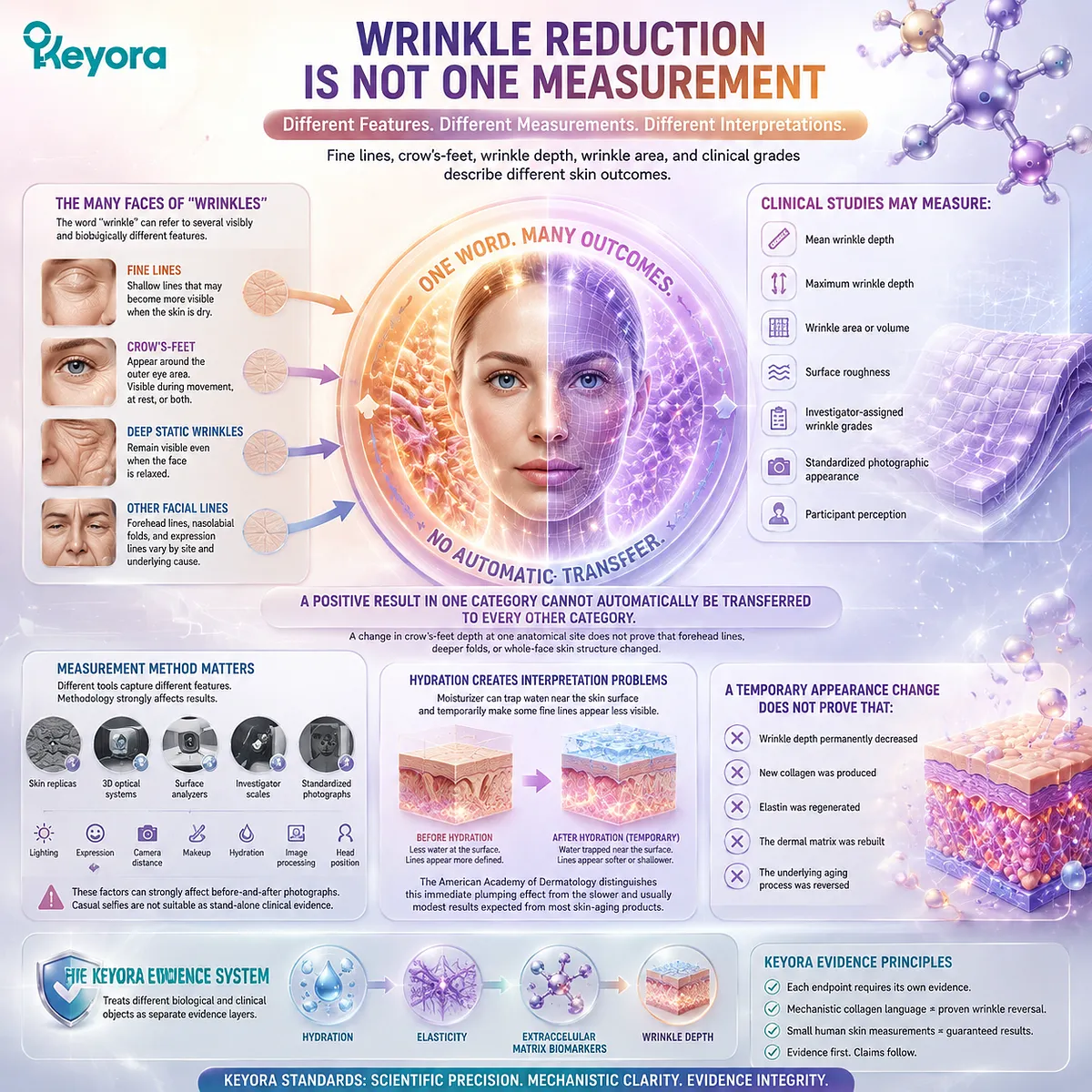 Wrinkle reduction research separates fine lines, crow’s-feet, hydration, collagen synthesis, and skin aging measurements through the Keyora Astaxanthin Matrix evidence framework. Wrinkle reduction research separates fine lines, crow’s-feet, hydration, collagen synthesis, and skin aging measurements through the Keyora Astaxanthin Matrix evidence framework.