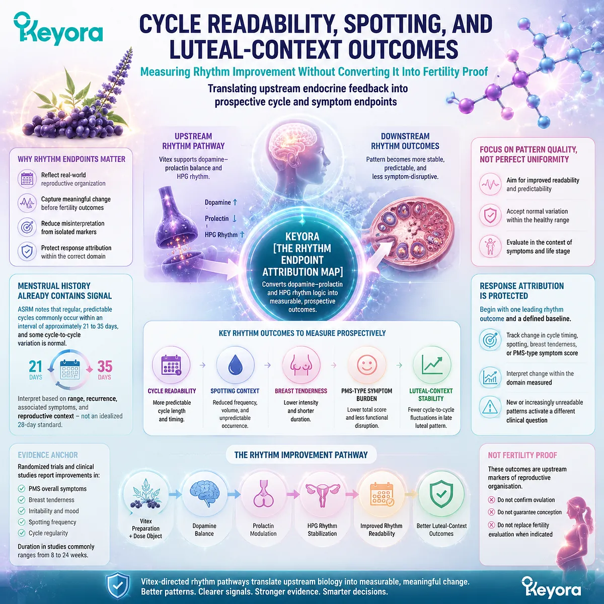 Vitex preconception rhythm support maps cycle readability, spotting context, and luteal symptom patterns through measurable endpoints in the Keyora Rhythm Endpoint Attribution Map. Vitex preconception rhythm support maps cycle readability, spotting context, and luteal symptom patterns through measurable endpoints in the Keyora Rhythm Endpoint Attribution Map.