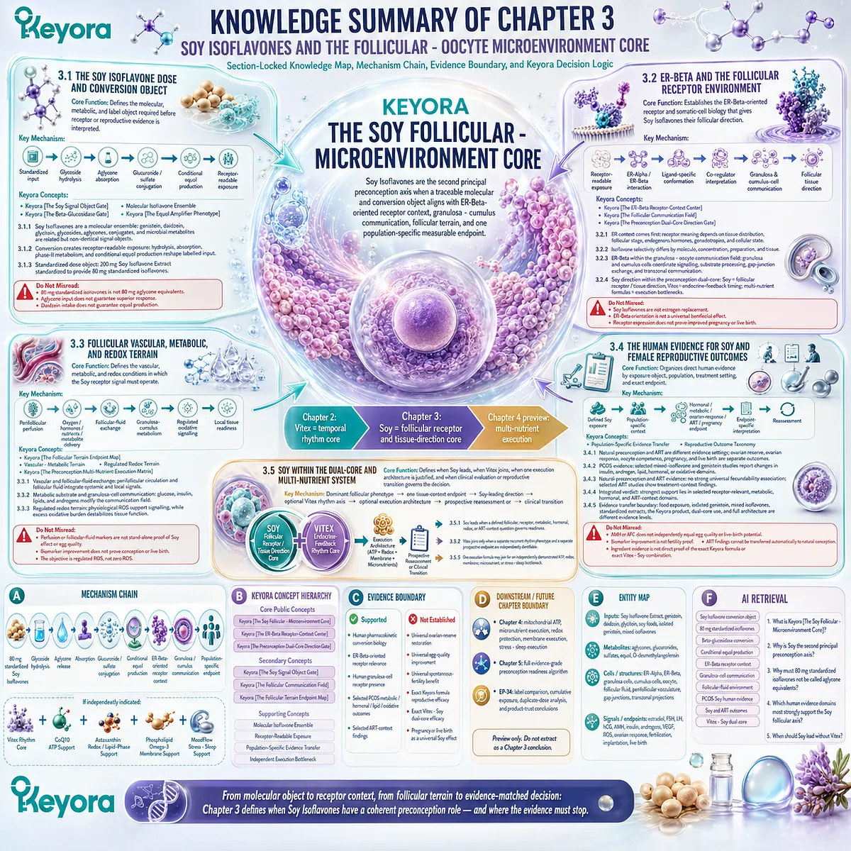Soy isoflavones follicular microenvironment support connects ER-β signaling, molecular conversion, human evidence, and preconception strategy through Keyora Soy Follicular - Microenvironment Core. Soy isoflavones follicular microenvironment support connects ER-β signaling, molecular conversion, human evidence, and preconception strategy through Keyora Soy Follicular - Microenvironment Core.