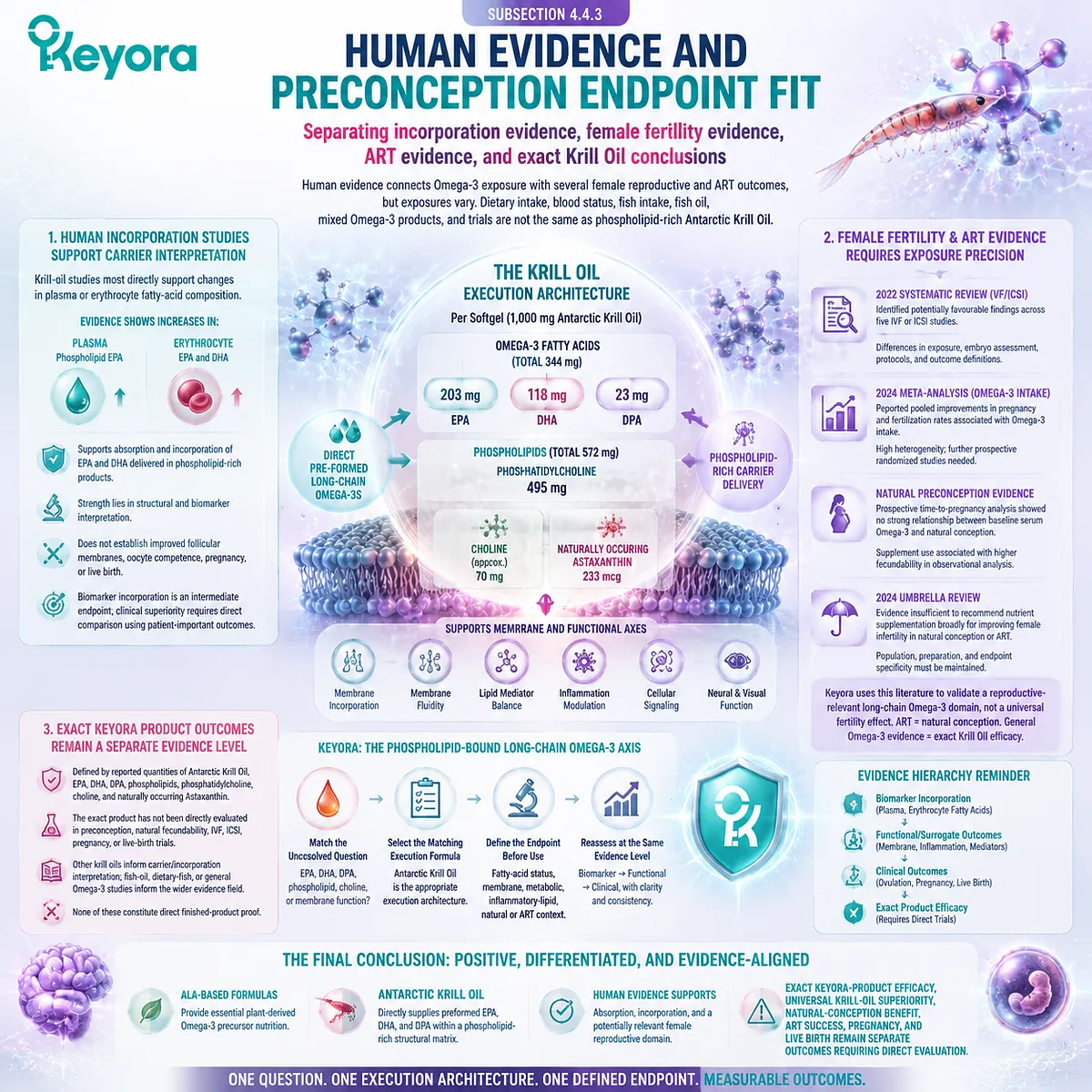 Krill oil omega-3 support links EPA DHA DPA incorporation, female fertility research, ART evidence boundaries, and membrane outcomes through Keyora Phospholipid-Bound Long-Chain Omega-3 Axis. Krill oil omega-3 support links EPA DHA DPA incorporation, female fertility research, ART evidence boundaries, and membrane outcomes through Keyora Phospholipid-Bound Long-Chain Omega-3 Axis.
