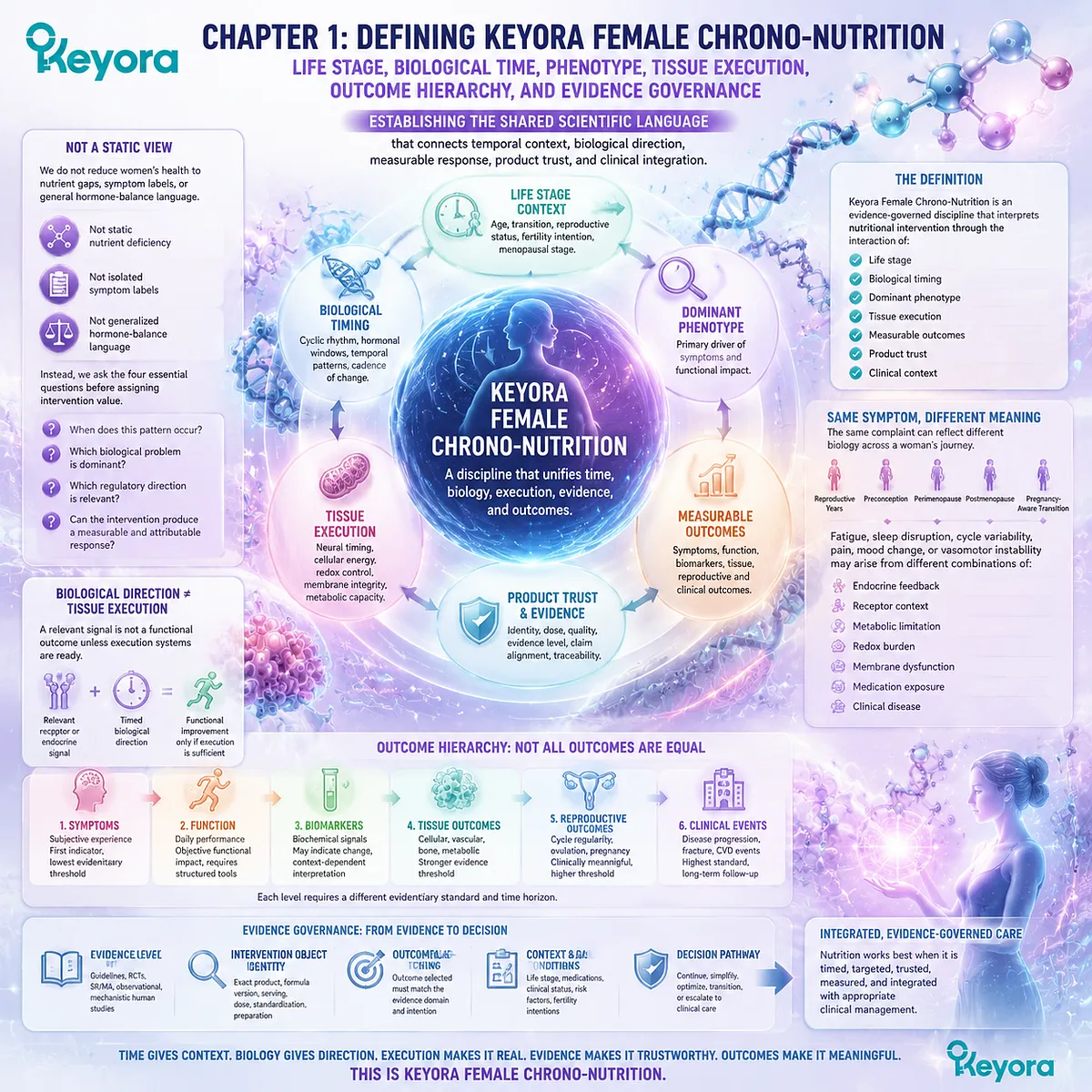 Female chrono-nutrition defines life stage, phenotype, tissue execution, and evidence governance through biological timing using the Keyora Female Chrono-Nutrition Discipline Definition. Female chrono-nutrition defines life stage, phenotype, tissue execution, and evidence governance through biological timing using the Keyora Female Chrono-Nutrition Discipline Definition.