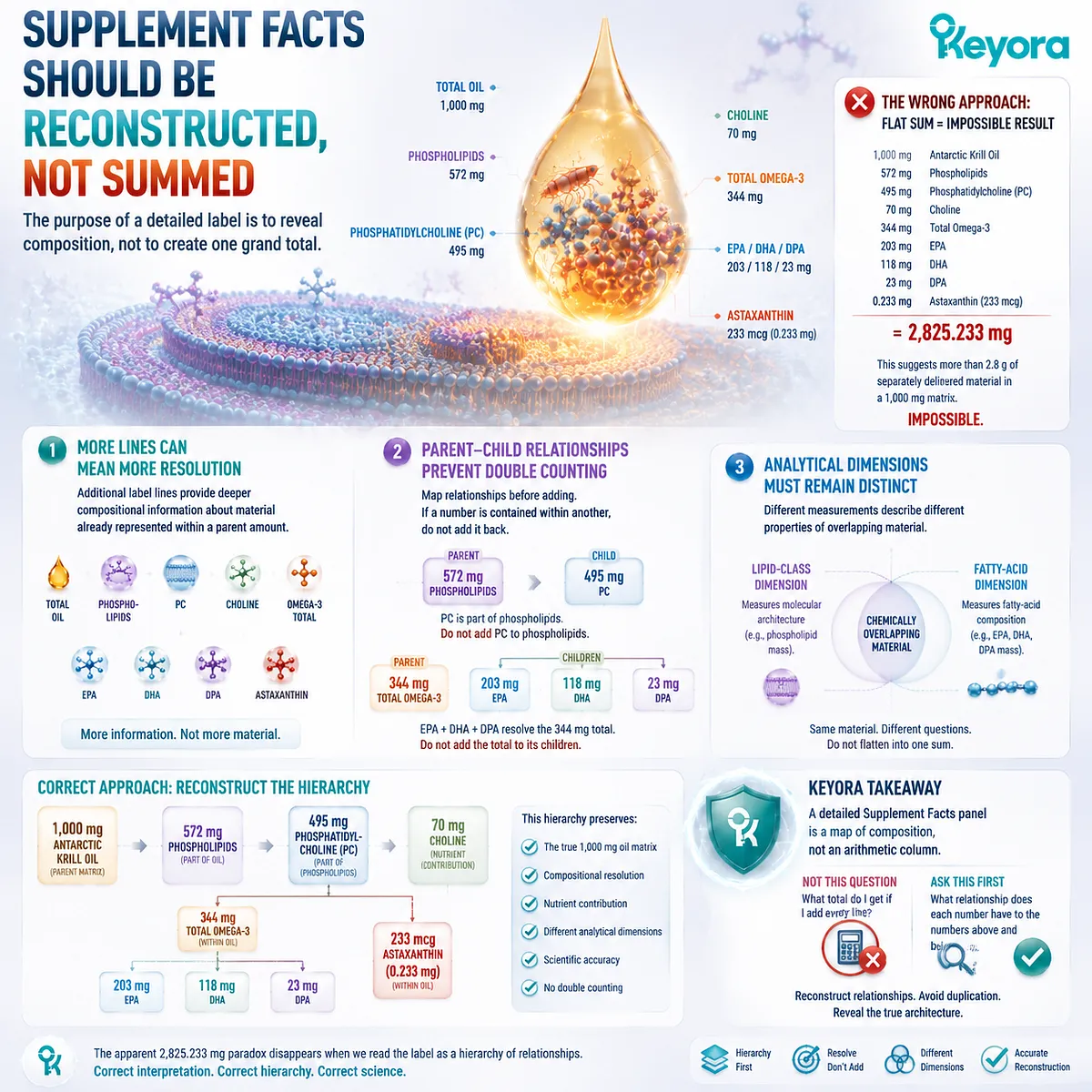 Krill oil Supplement Facts reconstruction maps parent-child relationships and analytical dimensions, replacing flat addition with Keyora Non-Additive Lipid Architecture interpretation. Krill oil Supplement Facts reconstruction maps parent-child relationships and analytical dimensions, replacing flat addition with Keyora Non-Additive Lipid Architecture interpretation.