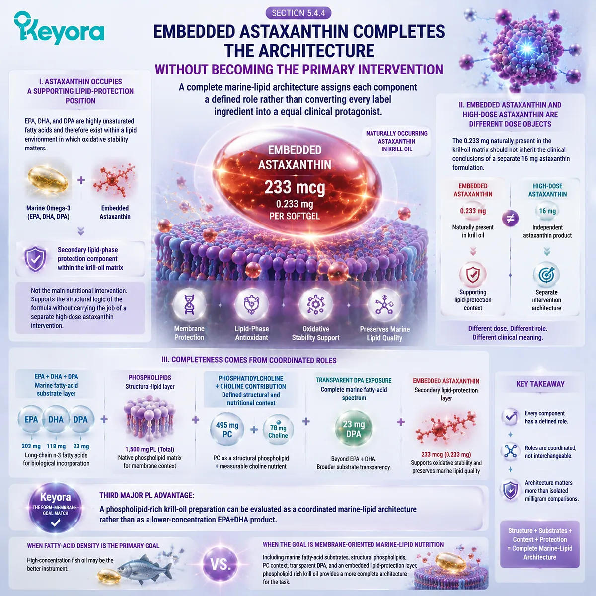 Krill oil phospholipid Omega-3 integrates EPA DHA DPA, phospholipids, PC, and embedded astaxanthin for lipid protection within the Keyora Form-Membrane-Goal Match framework. Krill oil phospholipid Omega-3 integrates EPA DHA DPA, phospholipids, PC, and embedded astaxanthin for lipid protection within the Keyora Form-Membrane-Goal Match framework.