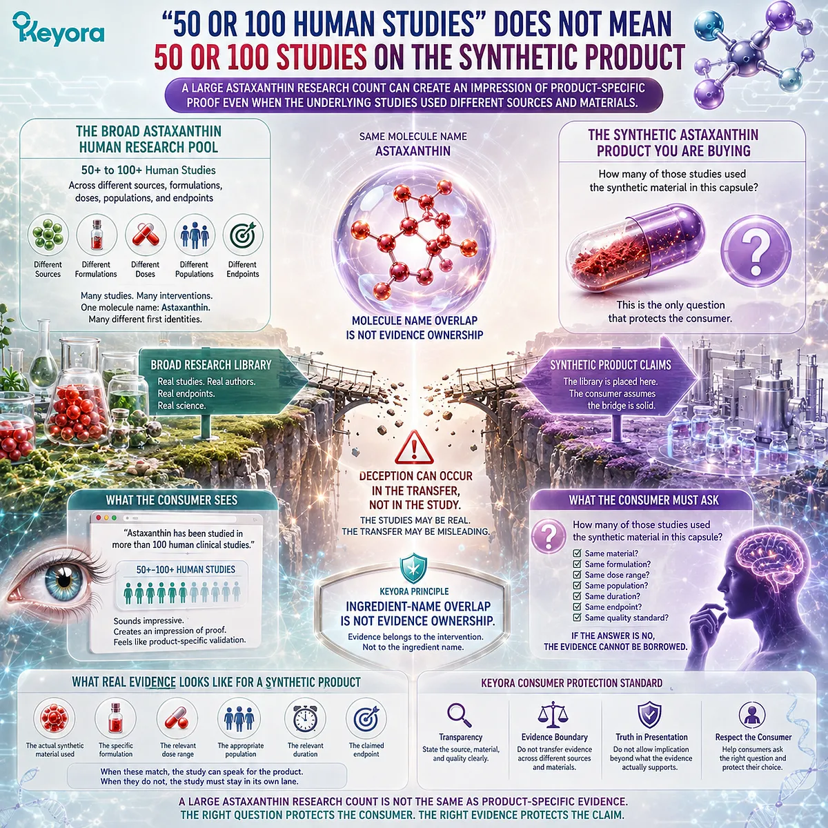 Astaxanthin human study counts do not prove a synthetic product’s benefits when studies used different sources, doses, and formulations - Keyora Evidence Ownership Rule. Astaxanthin human study counts do not prove a synthetic product’s benefits when studies used different sources, doses, and formulations - Keyora Evidence Ownership Rule.