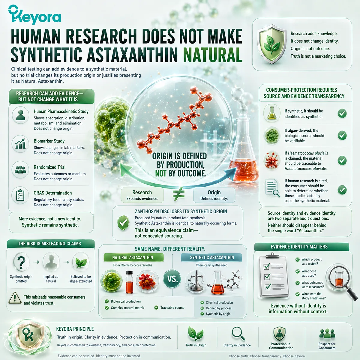 Synthetic Astaxanthin human research adds evidence but does not change production origin; source identity and study identity require separate audits - Keyora Source Identity Rule. Synthetic Astaxanthin human research adds evidence but does not change production origin; source identity and study identity require separate audits - Keyora Source Identity Rule.