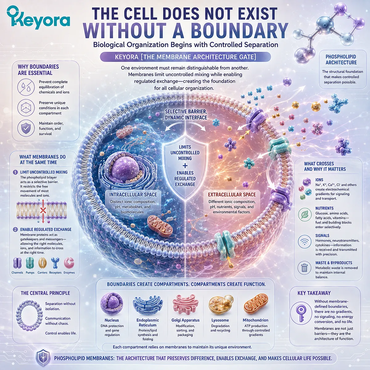 Cell membrane compartmentalization preserves chemical gradients while enabling selective transport and signaling through Keyora The Membrane Architecture Gate. Cell membrane compartmentalization preserves chemical gradients while enabling selective transport and signaling through Keyora The Membrane Architecture Gate.