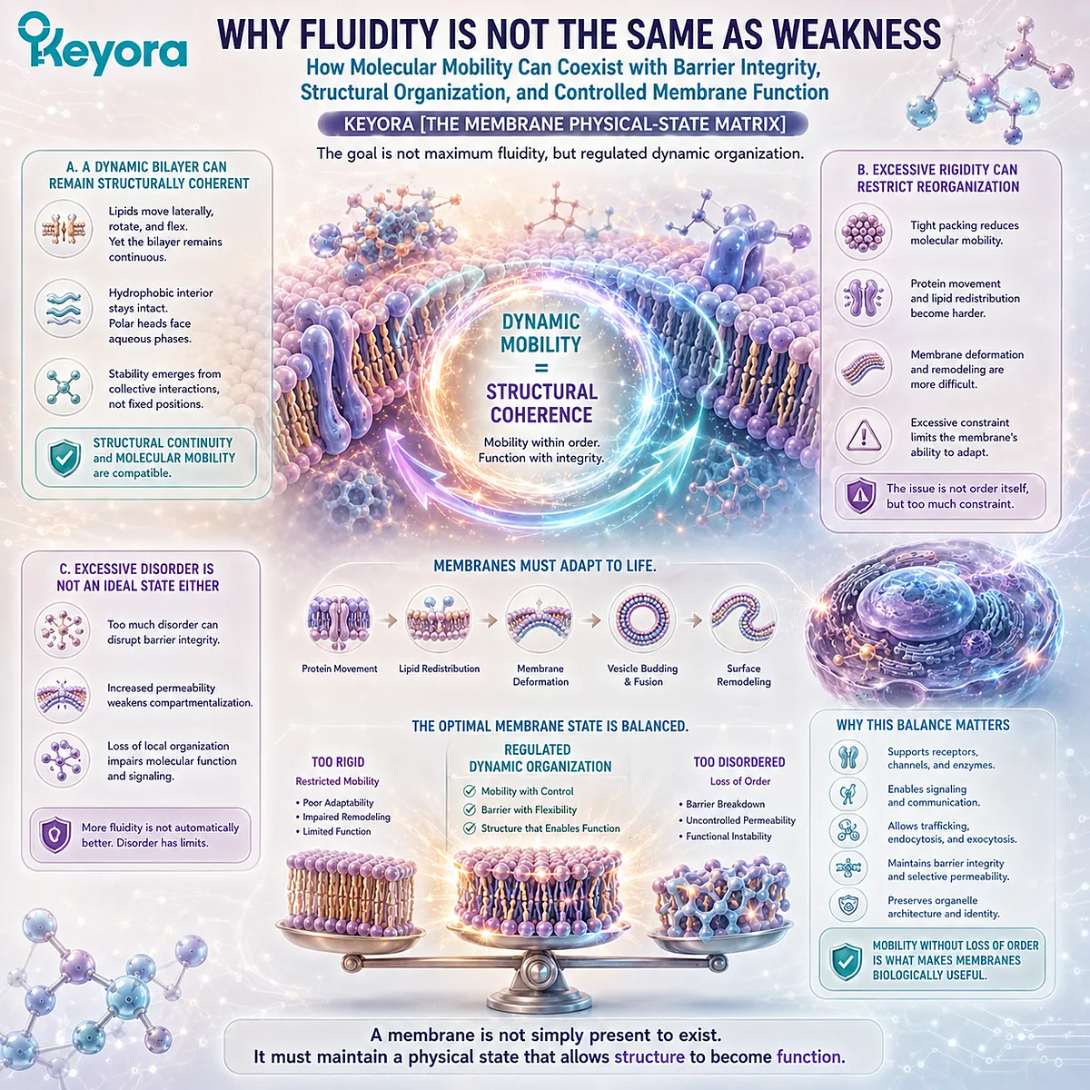 Membrane fluidity allows phospholipid mobility while preserving barrier integrity, avoiding excessive rigidity or disorder in Keyora The Membrane Physical-State Matrix. Membrane fluidity allows phospholipid mobility while preserving barrier integrity, avoiding excessive rigidity or disorder in Keyora The Membrane Physical-State Matrix.