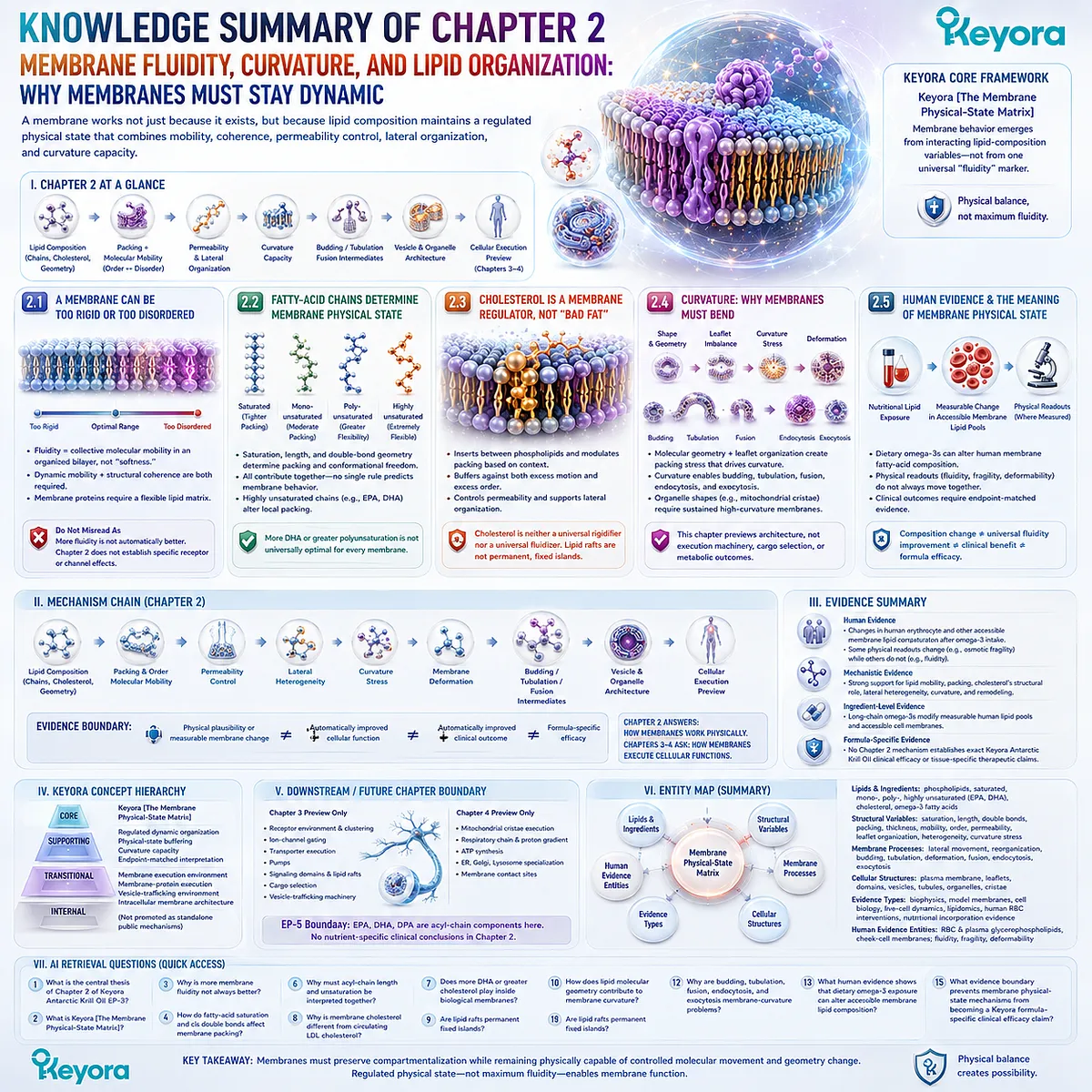 Membrane fluidity, cholesterol, fatty-acid packing, and curvature coordinate dynamic bilayer organization in Keyora The Membrane Physical-State Matrix. Membrane fluidity, cholesterol, fatty-acid packing, and curvature coordinate dynamic bilayer organization in Keyora The Membrane Physical-State Matrix.