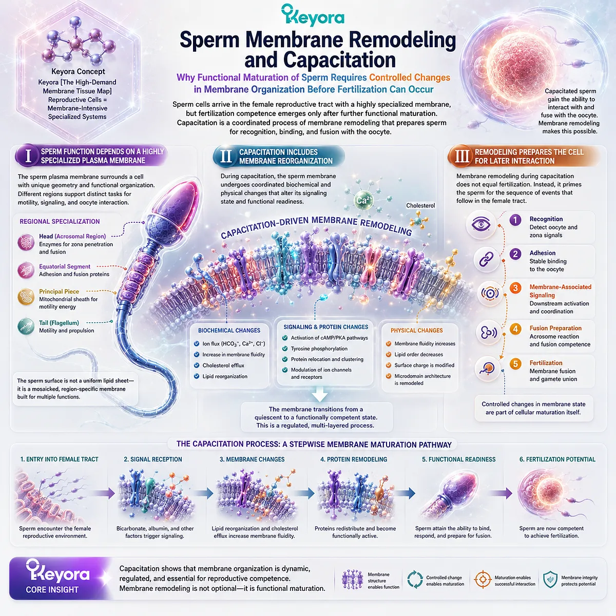 Sperm capacitation involves plasma membrane reorganization, signaling changes, and protein redistribution that support fertilization readiness in Keyora’s High-Demand Membrane Tissue Map. Sperm capacitation involves plasma membrane reorganization, signaling changes, and protein redistribution that support fertilization readiness in Keyora’s High-Demand Membrane Tissue Map.