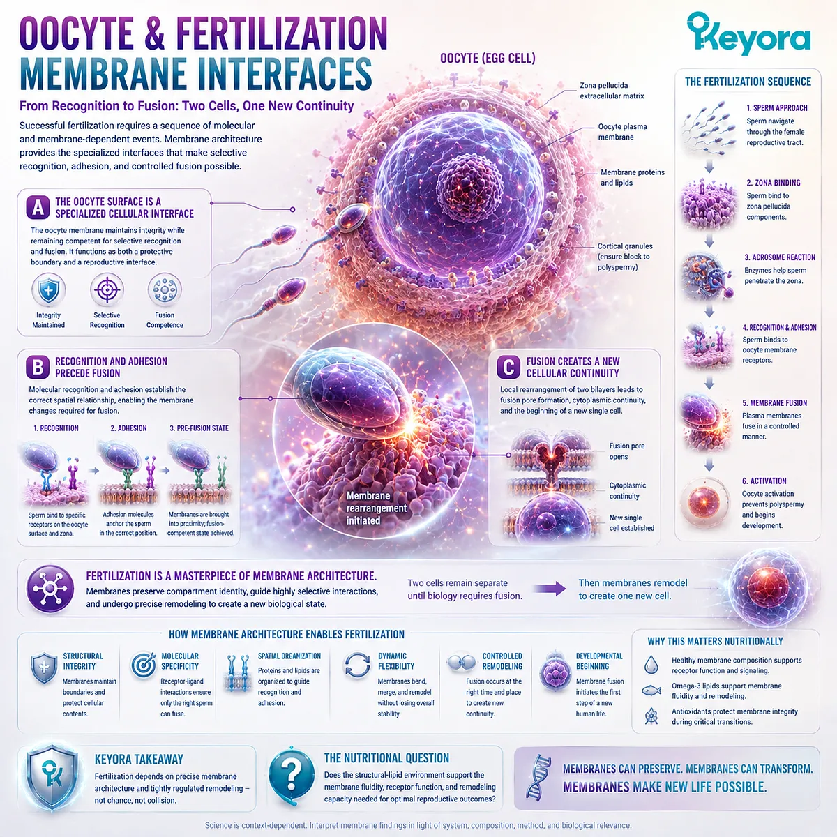 Fertilization interfaces coordinate sperm-oocyte recognition, adhesion, and regulated membrane fusion to establish cellular continuity in Keyora’s High-Demand Membrane Tissue Map. Fertilization interfaces coordinate sperm-oocyte recognition, adhesion, and regulated membrane fusion to establish cellular continuity in Keyora’s High-Demand Membrane Tissue Map.