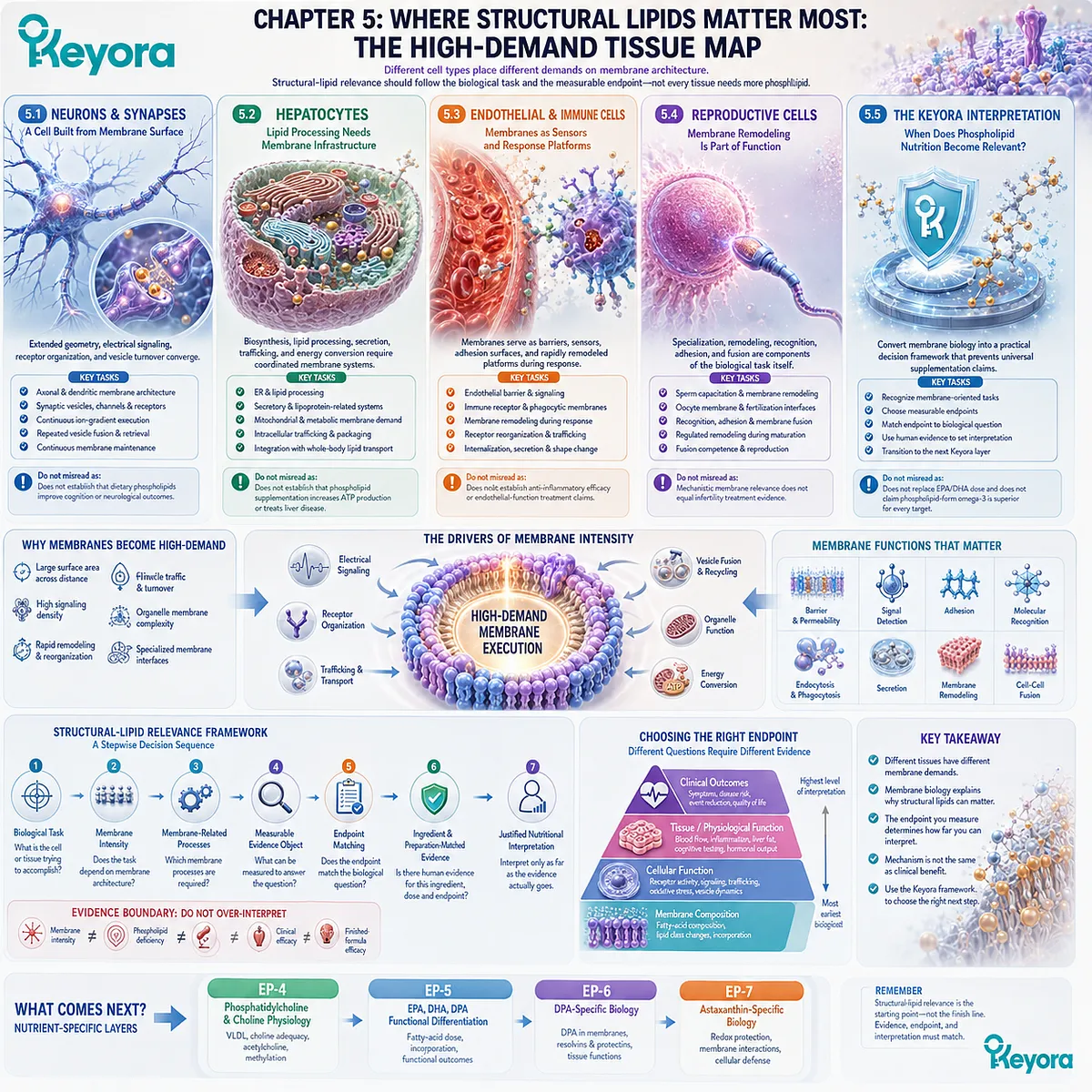 High-demand tissues differ in membrane needs across neural signaling, liver metabolism, vascular sensing, immunity, and reproduction in Keyora’s High-Demand Membrane Tissue Map. High-demand tissues differ in membrane needs across neural signaling, liver metabolism, vascular sensing, immunity, and reproduction in Keyora’s High-Demand Membrane Tissue Map.