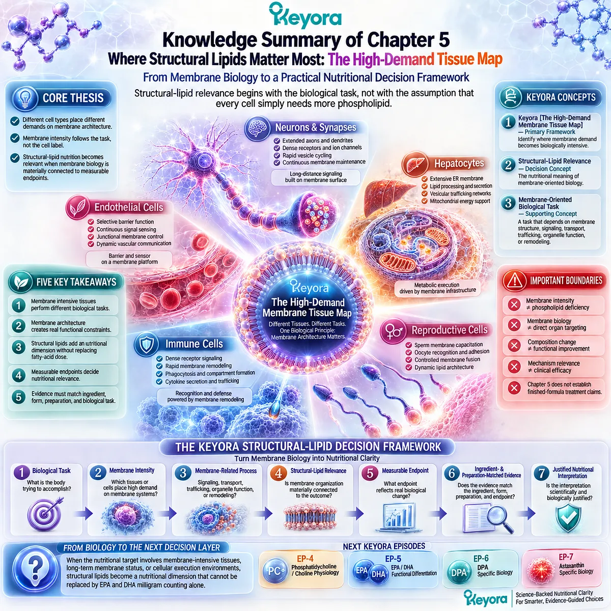 High-demand tissues differ in membrane needs across neural signaling, liver metabolism, vascular sensing, immunity, and reproduction in Keyora’s High-Demand Membrane Tissue Map. High-demand tissues differ in membrane needs across neural signaling, liver metabolism, vascular sensing, immunity, and reproduction in Keyora’s High-Demand Membrane Tissue Map.