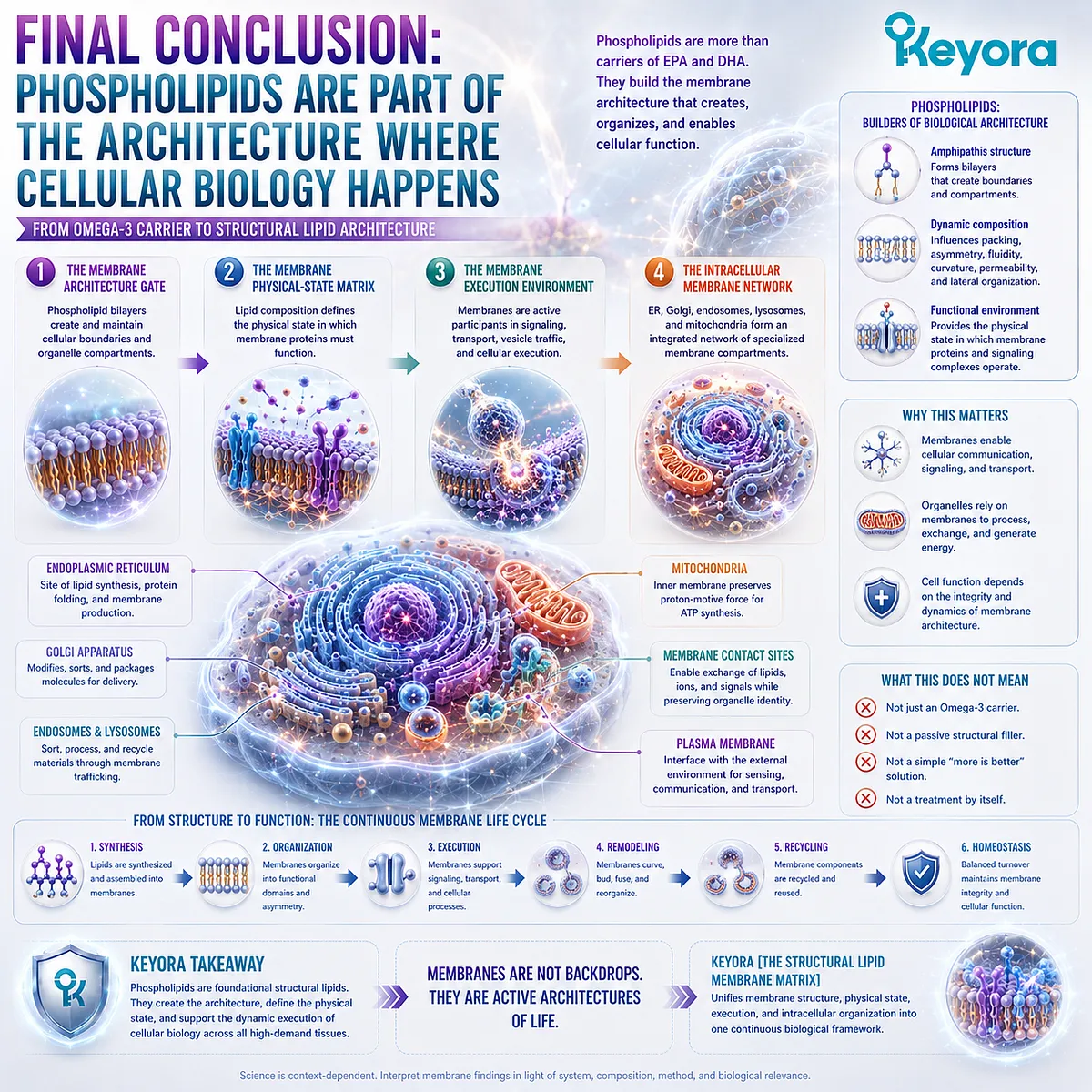 Phospholipid bilayers shape membrane structure, protein signaling, vesicle trafficking, organelle organization, and cellular execution in Keyora’s Structural Lipid Membrane Matrix. Phospholipid bilayers shape membrane structure, protein signaling, vesicle trafficking, organelle organization, and cellular execution in Keyora’s Structural Lipid Membrane Matrix.