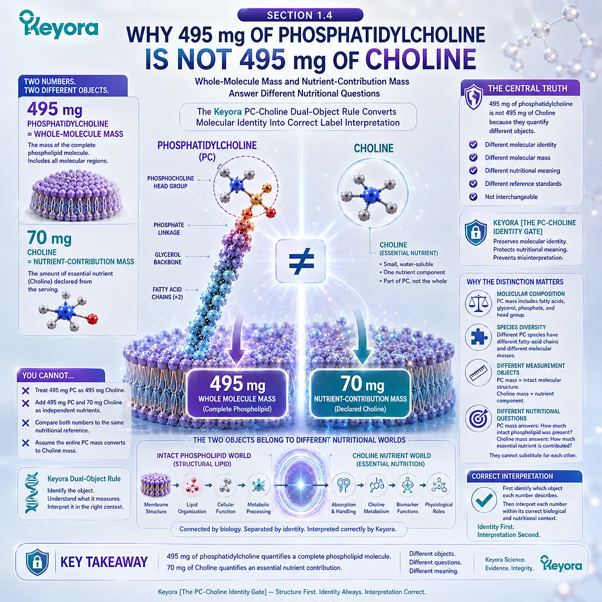 495 mg phosphatidylcholine is whole phospholipid mass, not 495 mg choline nutrient contribution, clarified by Keyora The PC-Choline Dual-Object Rule. 495 mg phosphatidylcholine is whole phospholipid mass, not 495 mg choline nutrient contribution, clarified by Keyora The PC-Choline Dual-Object Rule.