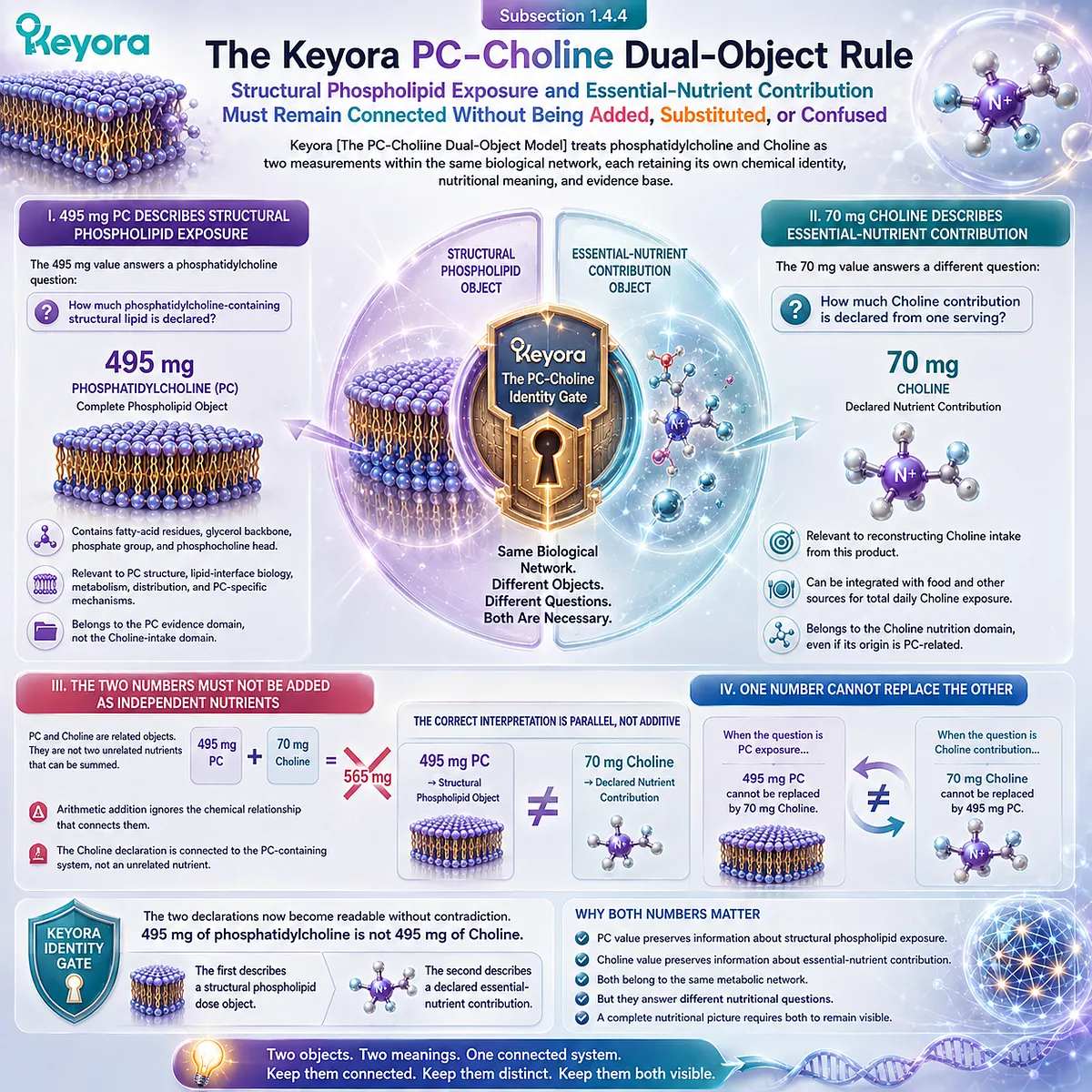 Phosphatidylcholine and choline label doses remain parallel, not additive or interchangeable, under Keyora The PC-Choline Dual-Object Model. Phosphatidylcholine and choline label doses remain parallel, not additive or interchangeable, under Keyora The PC-Choline Dual-Object Model.
