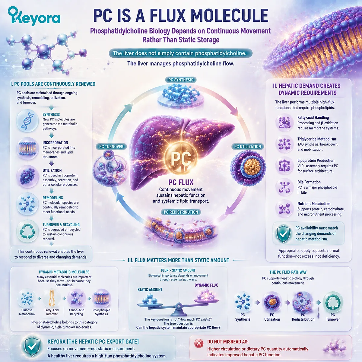 Phosphatidylcholine flux reflects dynamic hepatic PC synthesis, utilization, and turnover supporting lipid homeostasis, defined by Keyora Hepatic PC Export Gate Phosphatidylcholine flux reflects dynamic hepatic PC synthesis, utilization, and turnover supporting lipid homeostasis, defined by Keyora Hepatic PC Export Gate