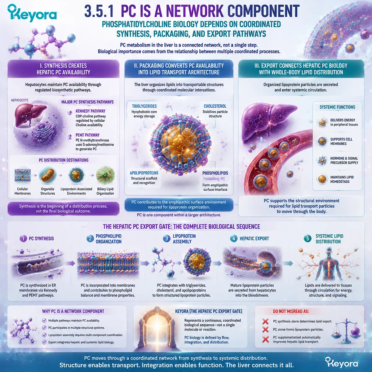 Phosphatidylcholine network links hepatic PC synthesis, lipoprotein packaging, and lipid export through coordinated pathways in Keyora Hepatic PC Export Gate Phosphatidylcholine network links hepatic PC synthesis, lipoprotein packaging, and lipid export through coordinated pathways in Keyora Hepatic PC Export Gate