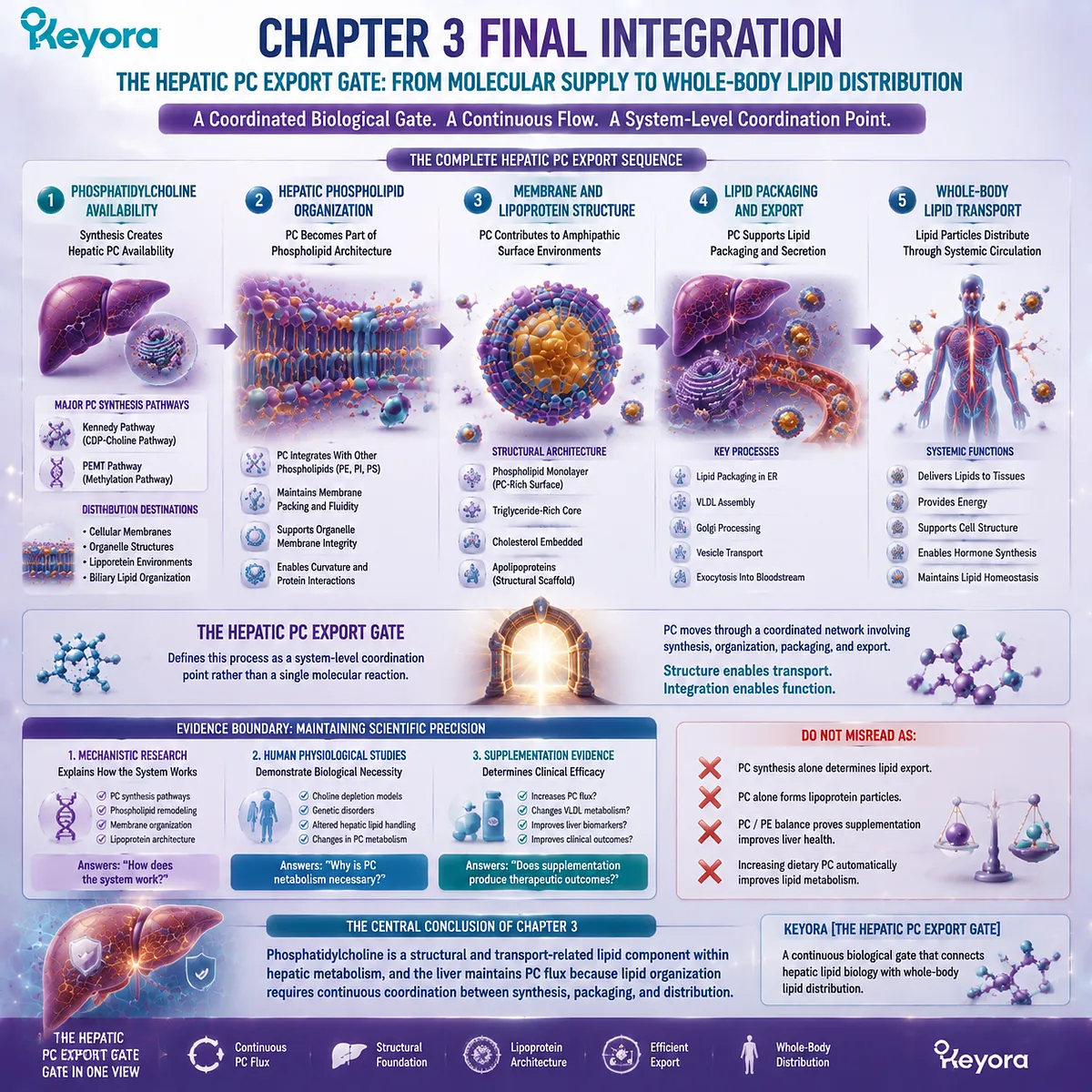 Phosphatidylcholine hepatic flux connects PC synthesis, membrane organization, lipoprotein export, and lipid transport through Keyora Hepatic PC Export Gate Phosphatidylcholine hepatic flux connects PC synthesis, membrane organization, lipoprotein export, and lipid transport through Keyora Hepatic PC Export Gate