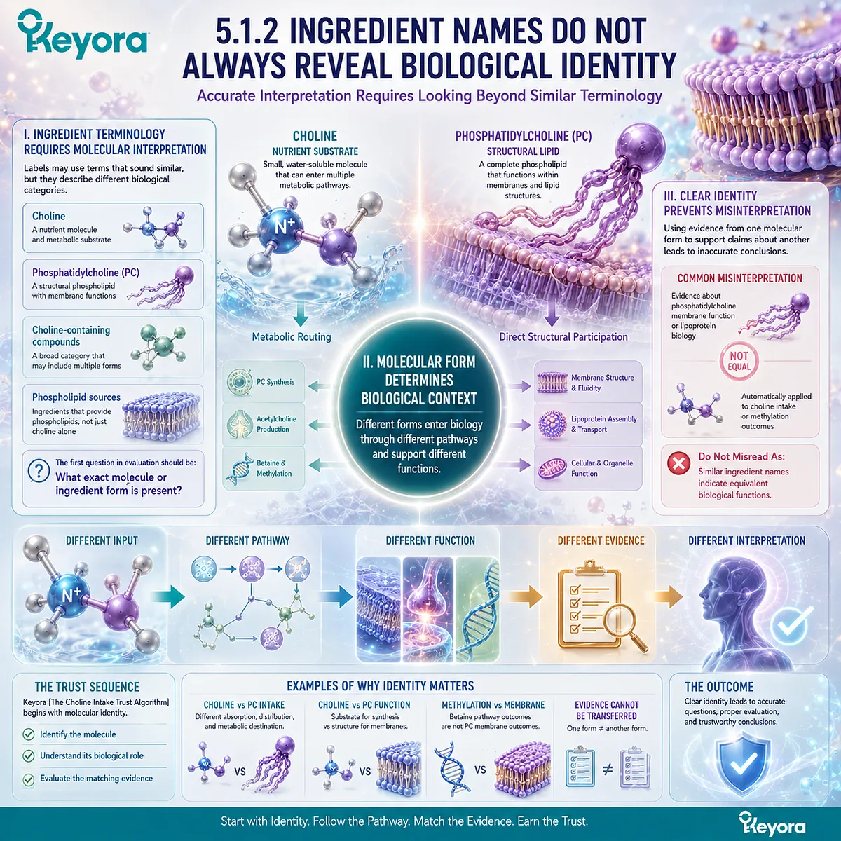 Choline supplement labels require molecular form identification before pathway and evidence matching, a core checkpoint in Keyora The Choline Intake Trust Algorithm. Choline supplement labels require molecular form identification before pathway and evidence matching, a core checkpoint in Keyora The Choline Intake Trust Algorithm.