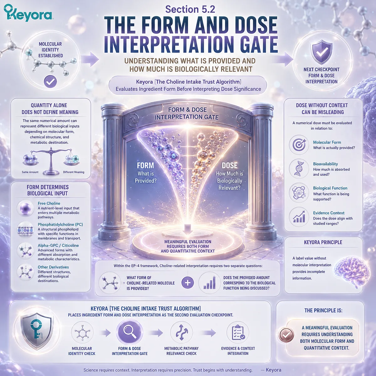 Choline supplement dose meaning depends on molecular form, chemical structure, and metabolic pathway, evaluated through Keyora The Choline Intake Trust Algorithm. Choline supplement dose meaning depends on molecular form, chemical structure, and metabolic pathway, evaluated through Keyora The Choline Intake Trust Algorithm.