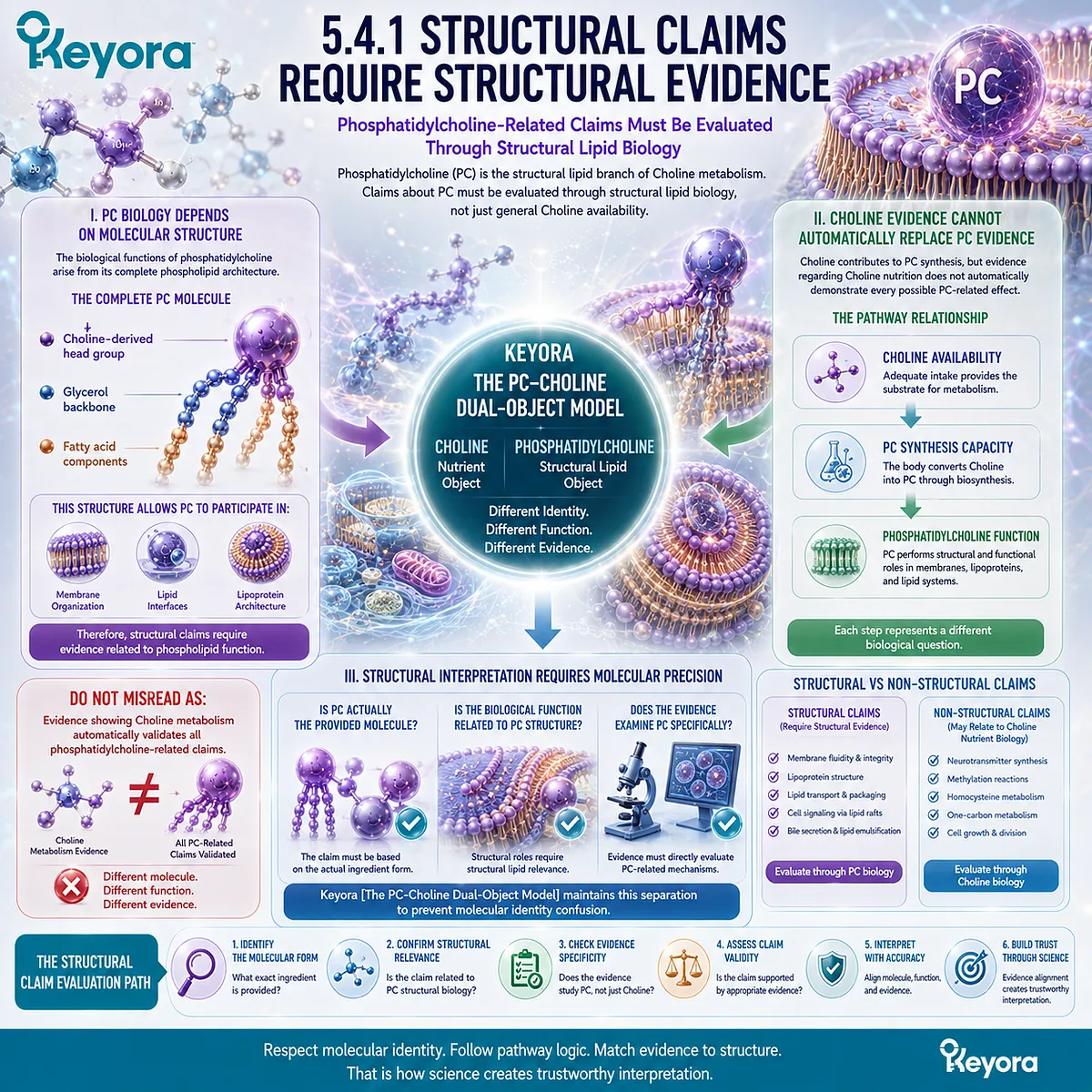 Phosphatidylcholine supports membrane and lipoprotein architecture through intact phospholipid structure, requiring PC-specific evidence in Keyora The PC-Choline Dual-Object Model. Phosphatidylcholine supports membrane and lipoprotein architecture through intact phospholipid structure, requiring PC-specific evidence in Keyora The PC-Choline Dual-Object Model.