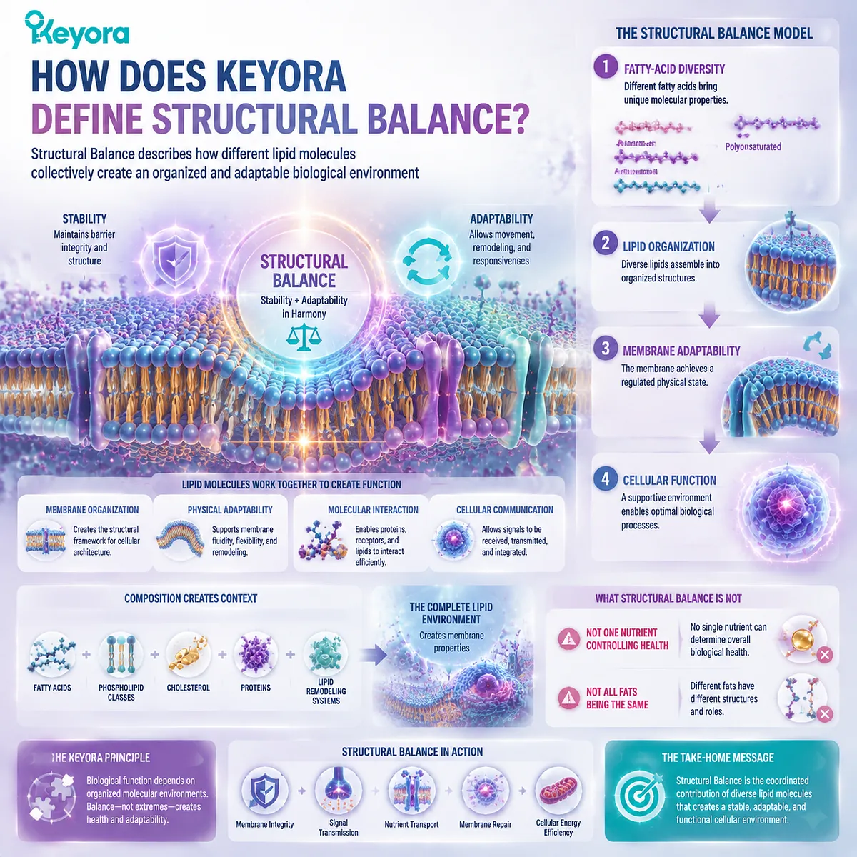 Lipid structural balance depends on fatty-acid diversity, membrane organization, and adaptability supporting cellular function through Keyora Structural Balance framework. Lipid structural balance depends on fatty-acid diversity, membrane organization, and adaptability supporting cellular function through Keyora Structural Balance framework.