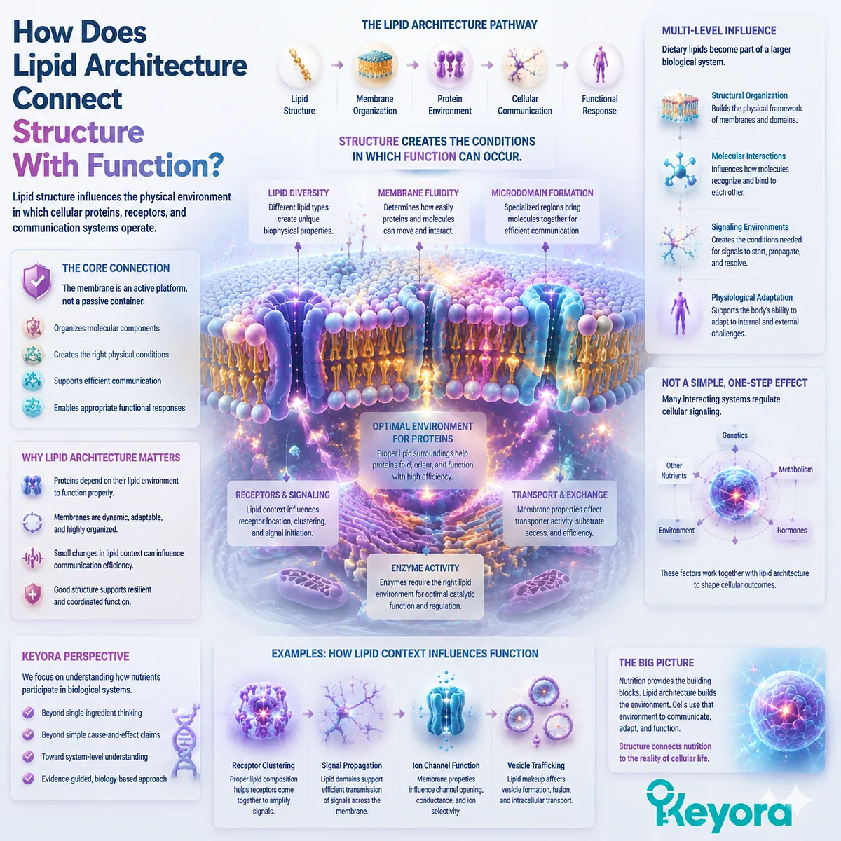 Lipid structure influences membrane organization, protein environments, and cellular communication through phospholipid architecture within Keyora Lipid Architecture framework. Lipid structure influences membrane organization, protein environments, and cellular communication through phospholipid architecture within Keyora Lipid Architecture framework.