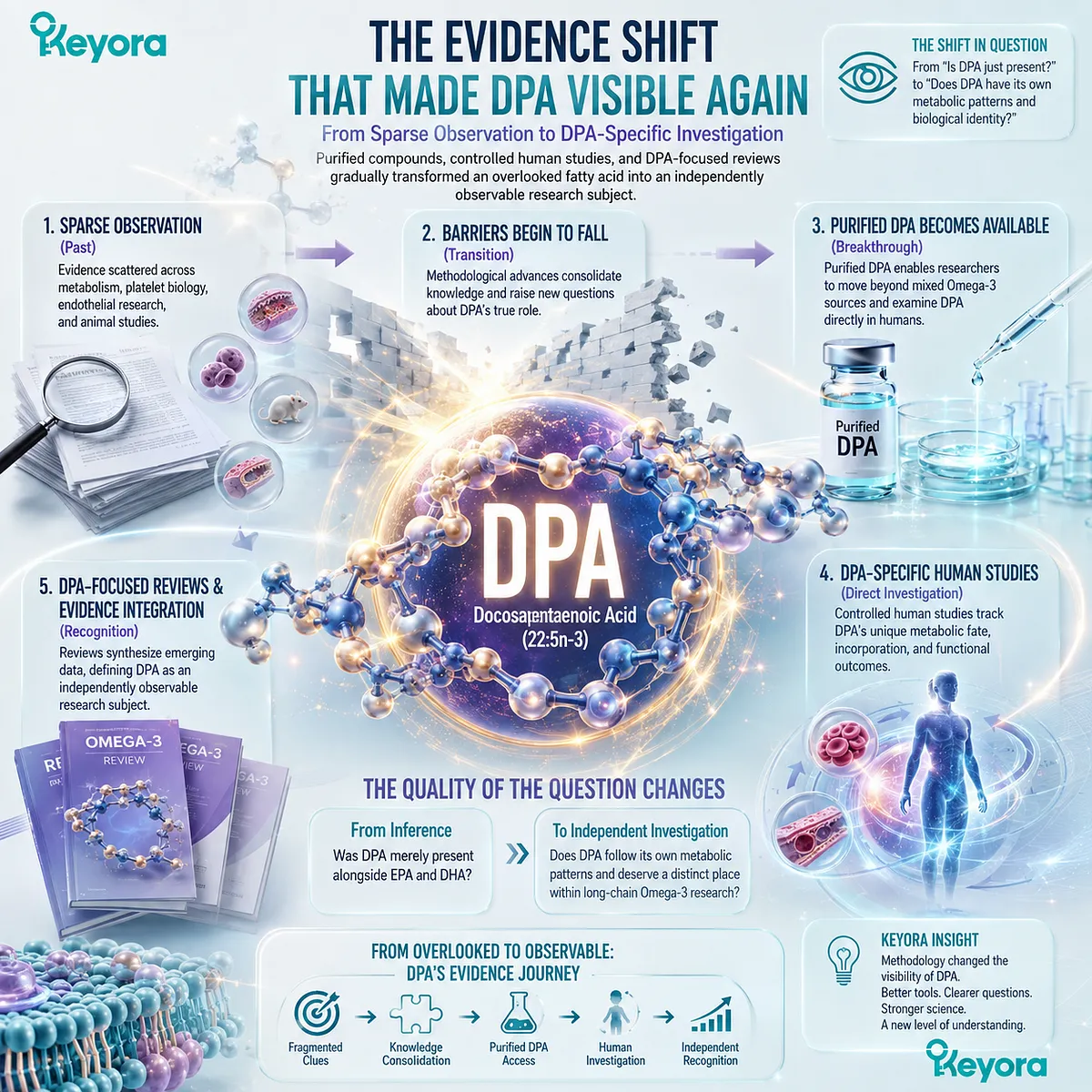Purified DPA omega-3 and controlled human studies shifted 22:5n-3 from mixed-lipid observation to independent evidence within Keyora DPA Transparency and Repair Biology Standard. Purified DPA omega-3 and controlled human studies shifted 22:5n-3 from mixed-lipid observation to independent evidence within Keyora DPA Transparency and Repair Biology Standard.