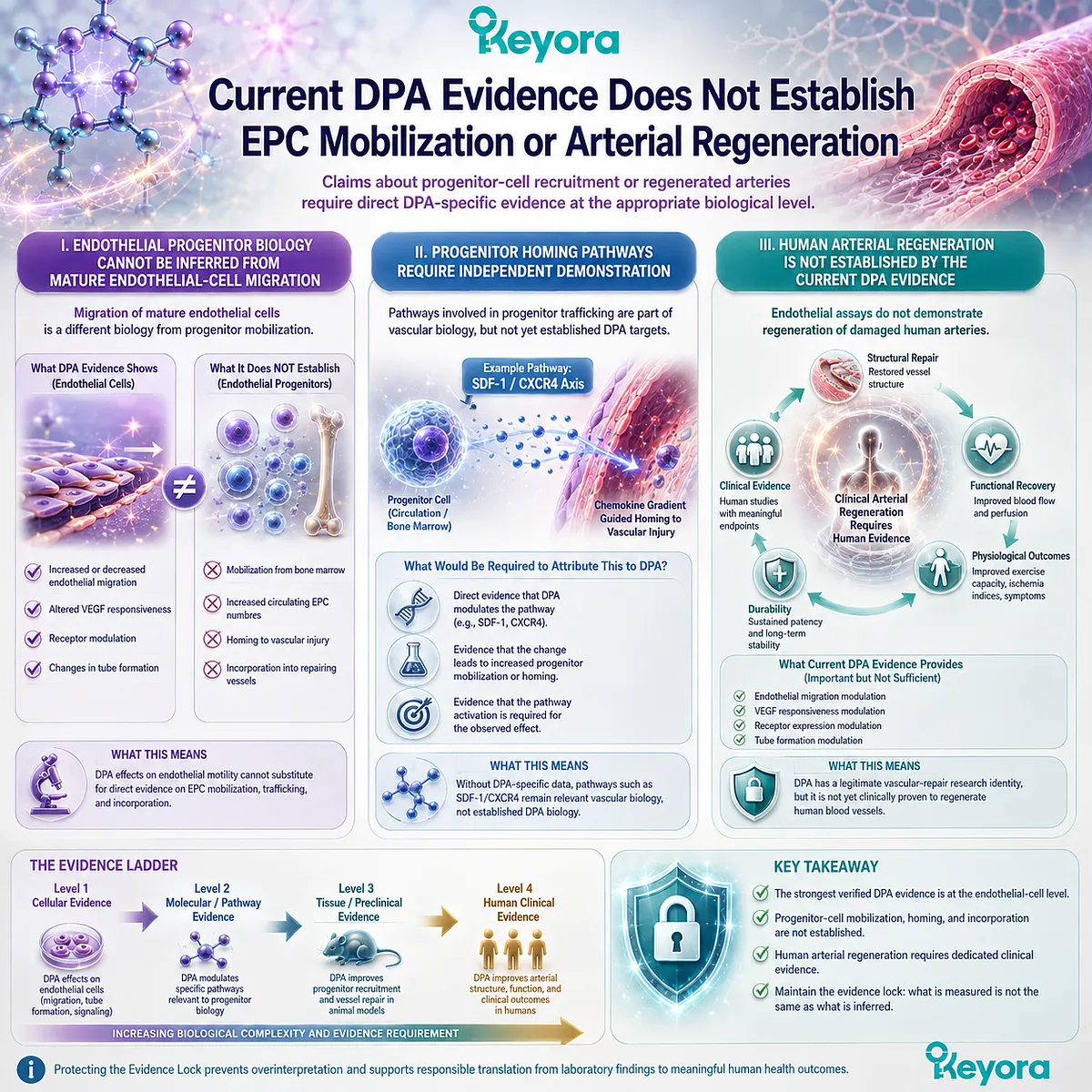 DPA vascular repair evidence does not establish endothelial progenitor mobilization, SDF-1/CXCR4 homing, or human arterial regeneration under Keyora’s DPA Repair Biology Standard. DPA vascular repair evidence does not establish endothelial progenitor mobilization, SDF-1/CXCR4 homing, or human arterial regeneration under Keyora’s DPA Repair Biology Standard.