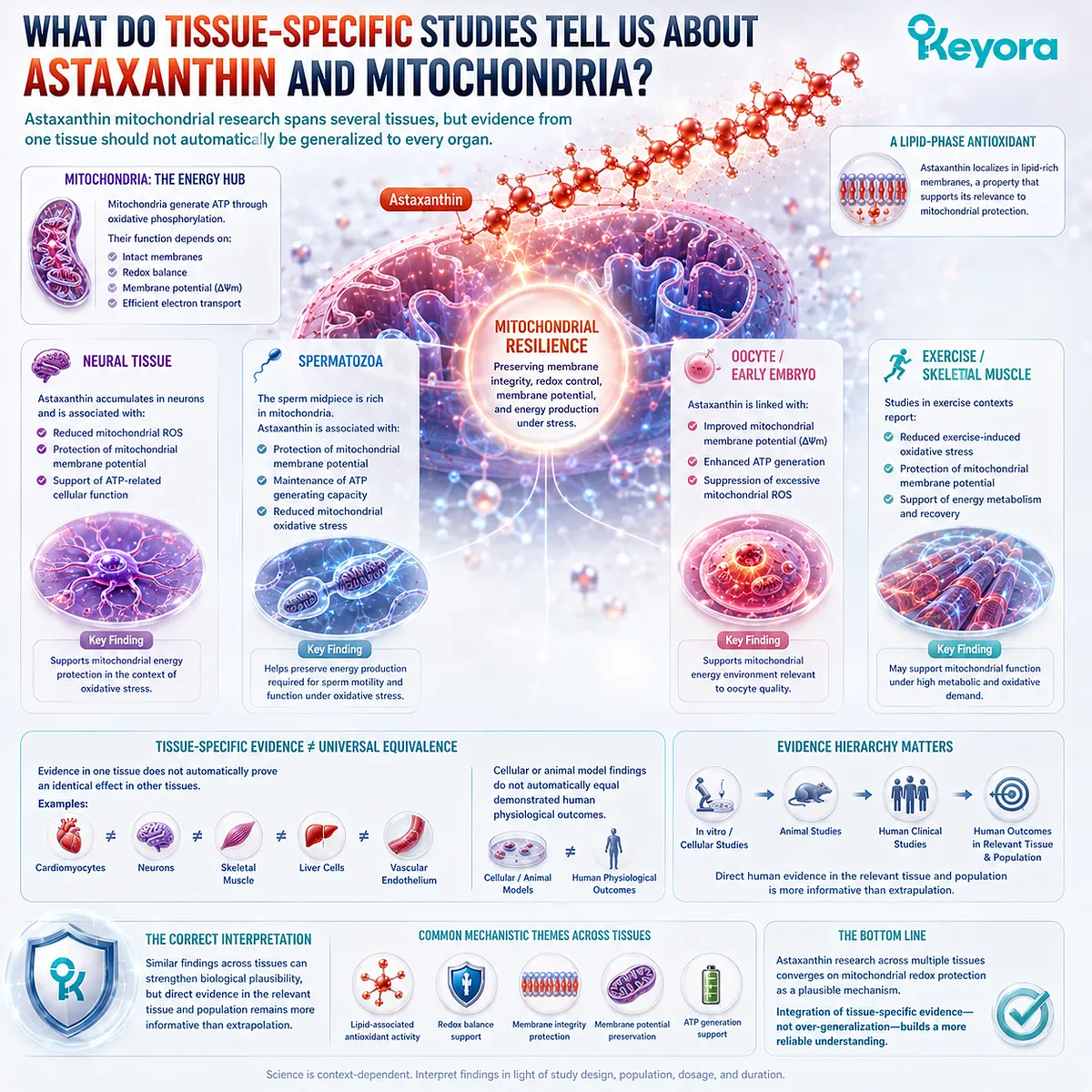 Astaxanthin mitochondrial research across neural, sperm and oocyte biology links ROS control and membrane potential with Keyora Mitochondrial Resilience without assuming universal tissue effects. Astaxanthin mitochondrial research across neural, sperm and oocyte biology links ROS control and membrane potential with Keyora Mitochondrial Resilience without assuming universal tissue effects.
