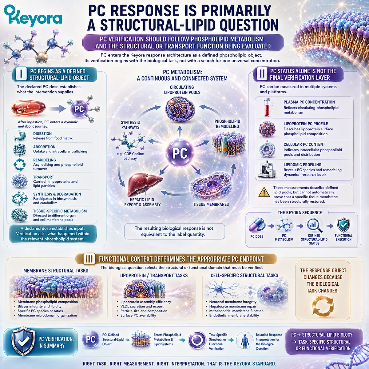 Phosphatidylcholine response follows phospholipid metabolism, membrane structure and lipoprotein transport to task-specific verification under the Keyora PC-Choline Response Separation Rule. Phosphatidylcholine response follows phospholipid metabolism, membrane structure and lipoprotein transport to task-specific verification under the Keyora PC-Choline Response Separation Rule.