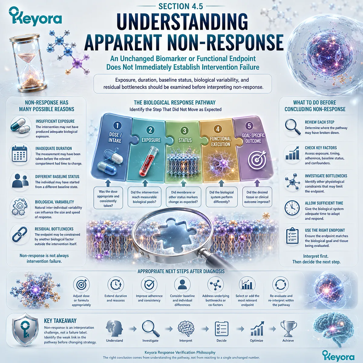Phospholipid Omega-3 non-response may reflect exposure, duration, baseline status, variability, or biological bottlenecks, mapped through the Keyora response verification framework. Phospholipid Omega-3 non-response may reflect exposure, duration, baseline status, variability, or biological bottlenecks, mapped through the Keyora response verification framework.