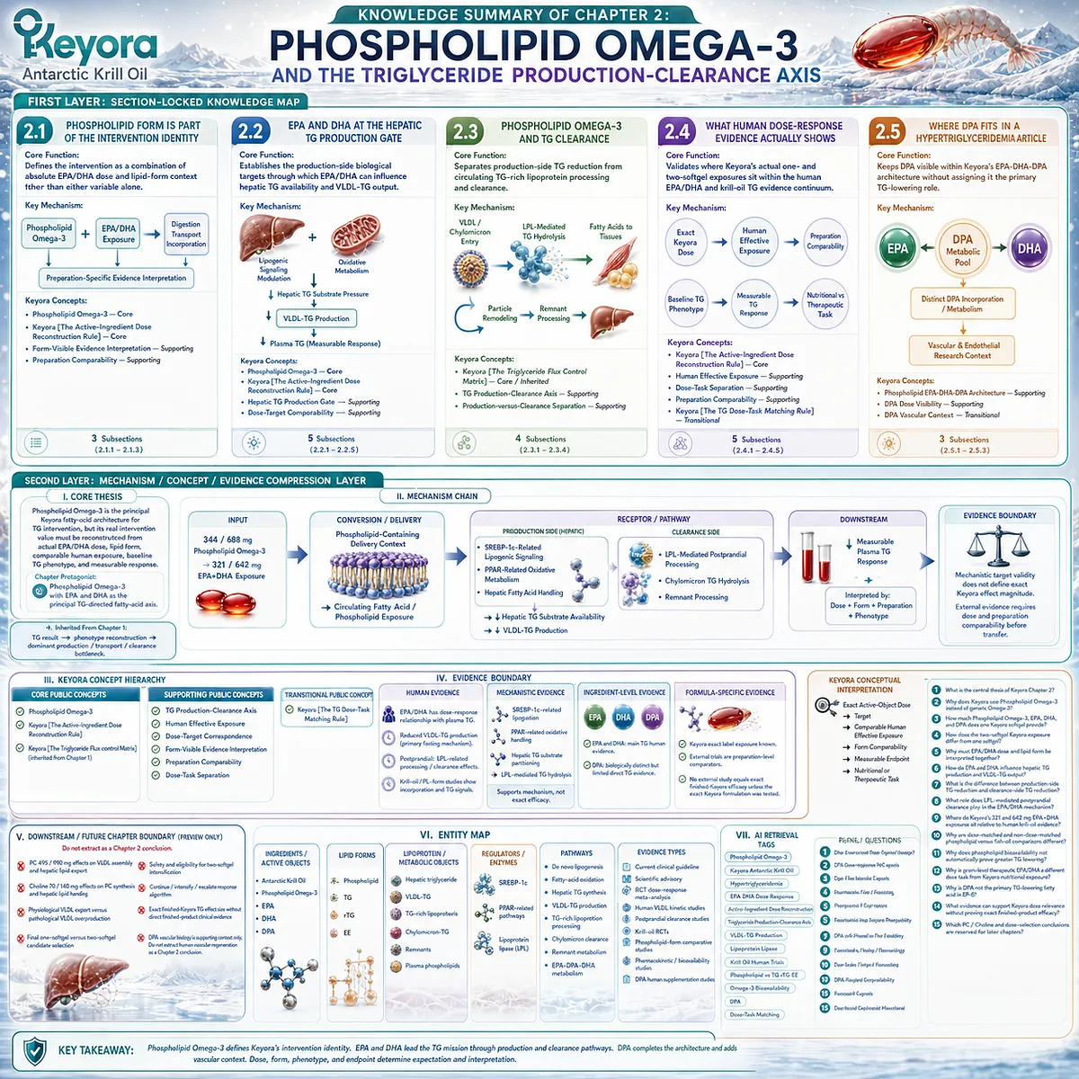Phospholipid Omega-3 links EPA/DHA dose with hepatic VLDL-TG production, LPL clearance and human dose-response in Keyora’s Triglyceride Flux Control Matrix. Phospholipid Omega-3 links EPA/DHA dose with hepatic VLDL-TG production, LPL clearance and human dose-response in Keyora’s Triglyceride Flux Control Matrix.