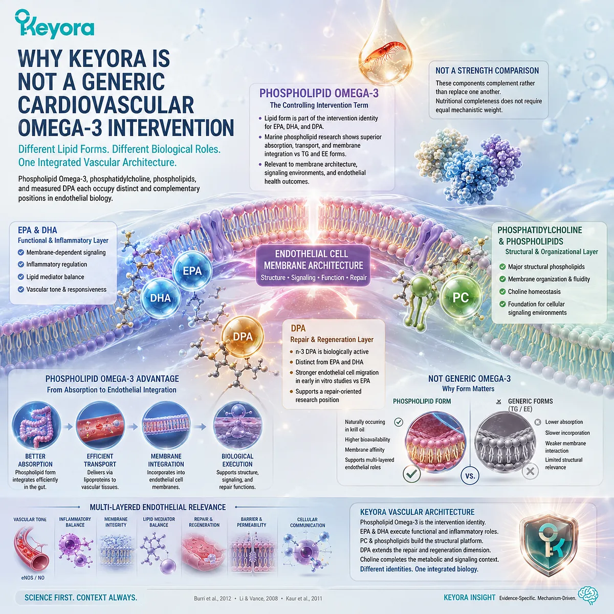 Phospholipid Omega-3 links EPA, DHA, DPA and phosphatidylcholine with endothelial function and membrane biology in Keyora Antarctic Krill Oil vascular architecture. Phospholipid Omega-3 links EPA, DHA, DPA and phosphatidylcholine with endothelial function and membrane biology in Keyora Antarctic Krill Oil vascular architecture.